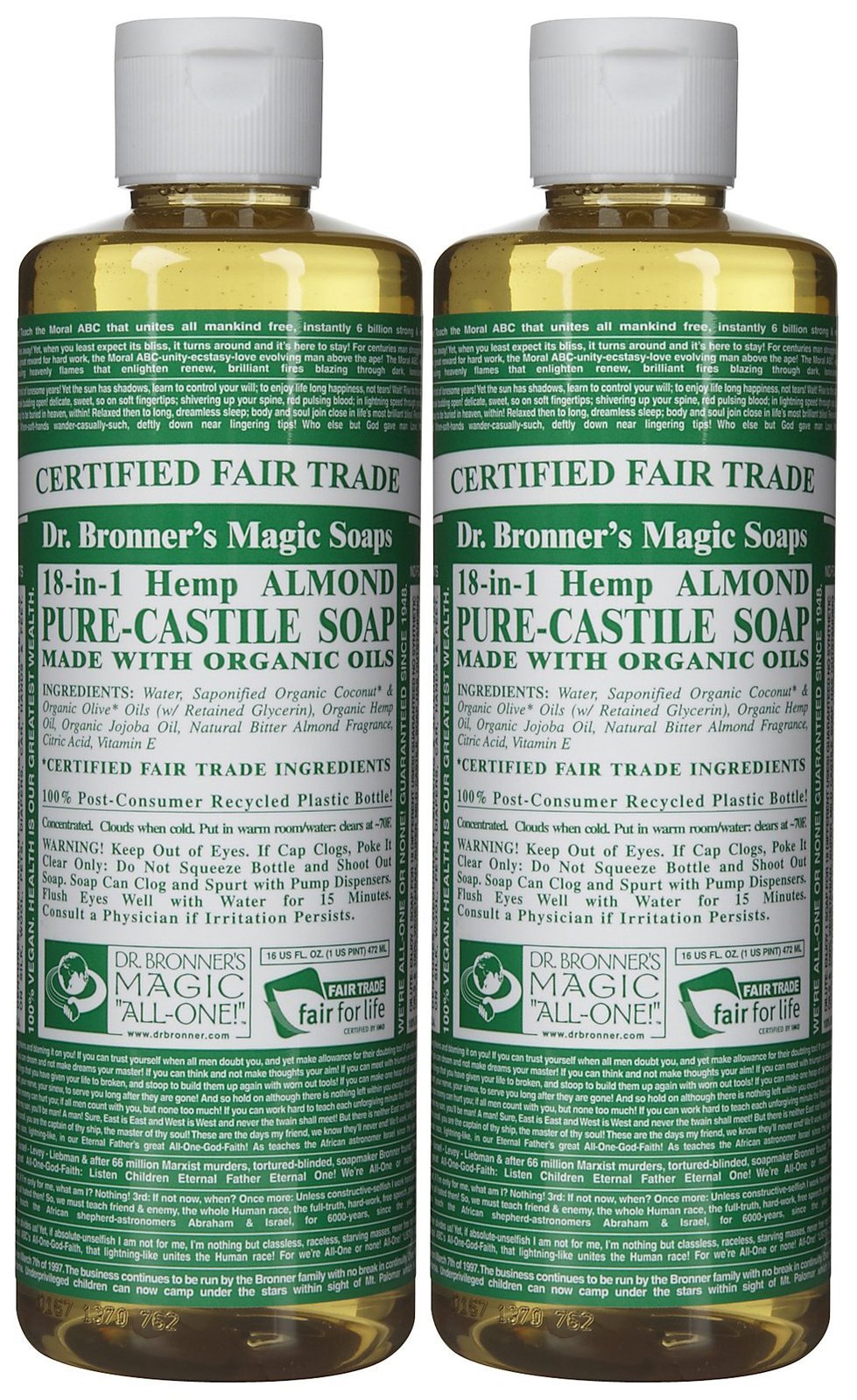 Dr Bronners Magic Soap All One Csal16/76116 16 Oz Almond Dr. Bronner'S Pure Castile Liquid Soaps