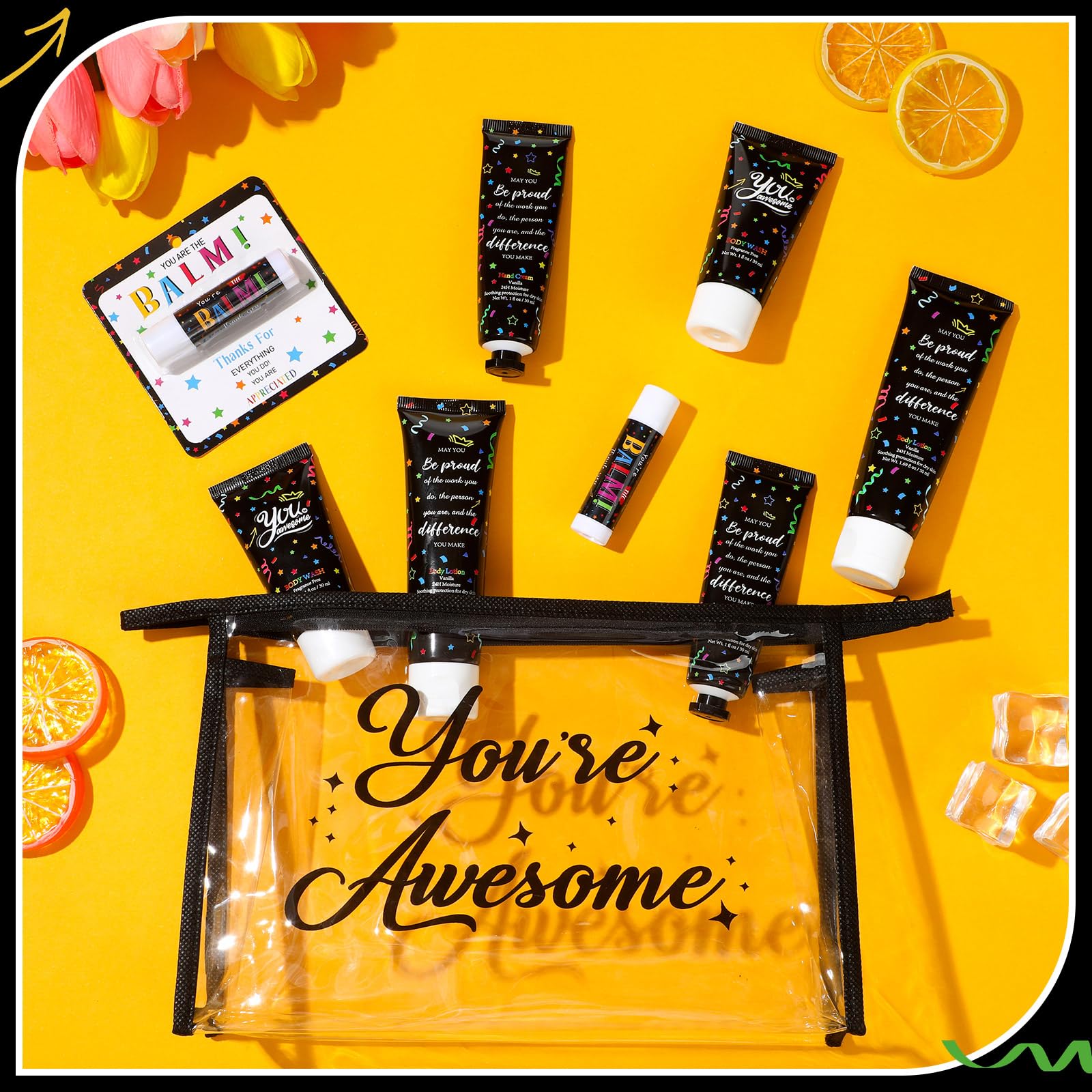 Dimsile 25 Pieces Christmas Employee Appreciation Gifts Bulk Lip Balm Hand Body Lotions Teacher Staff Team Thank You Gifts Chris