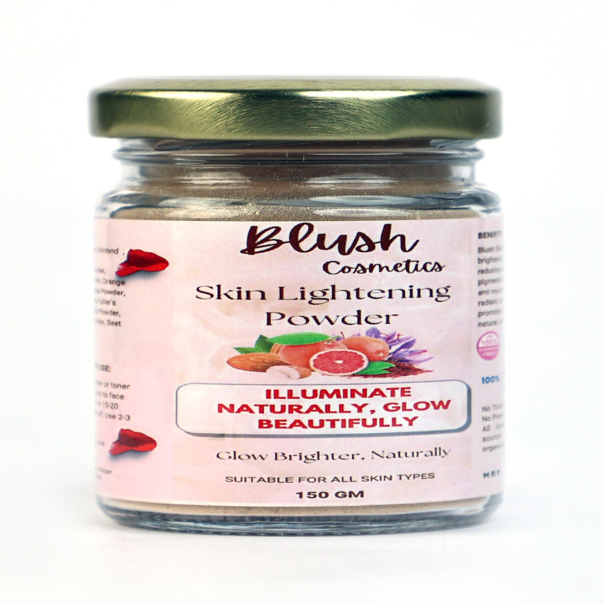 Blush Cosmetics Herbal Skin Lightening Powder  ChemicalFree, Natural Ingredients, Brightens, Evens Skin Tone & Fades Dark Spot