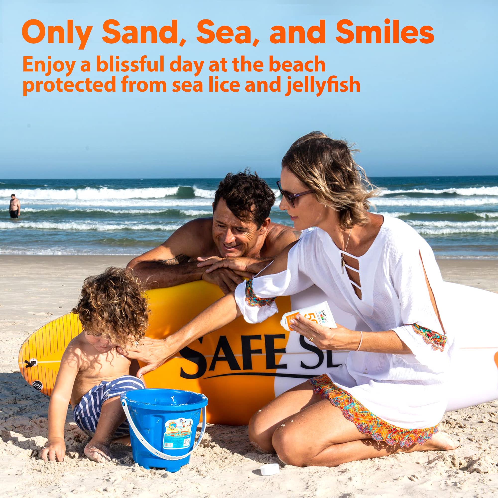 Safe Sea Spf50+ Kids Sunscreen | Travel Size 3.4 Oz. | For Sensitive Skin | Anti-Jellyfish And Sea Lice Sting Protective Lotion