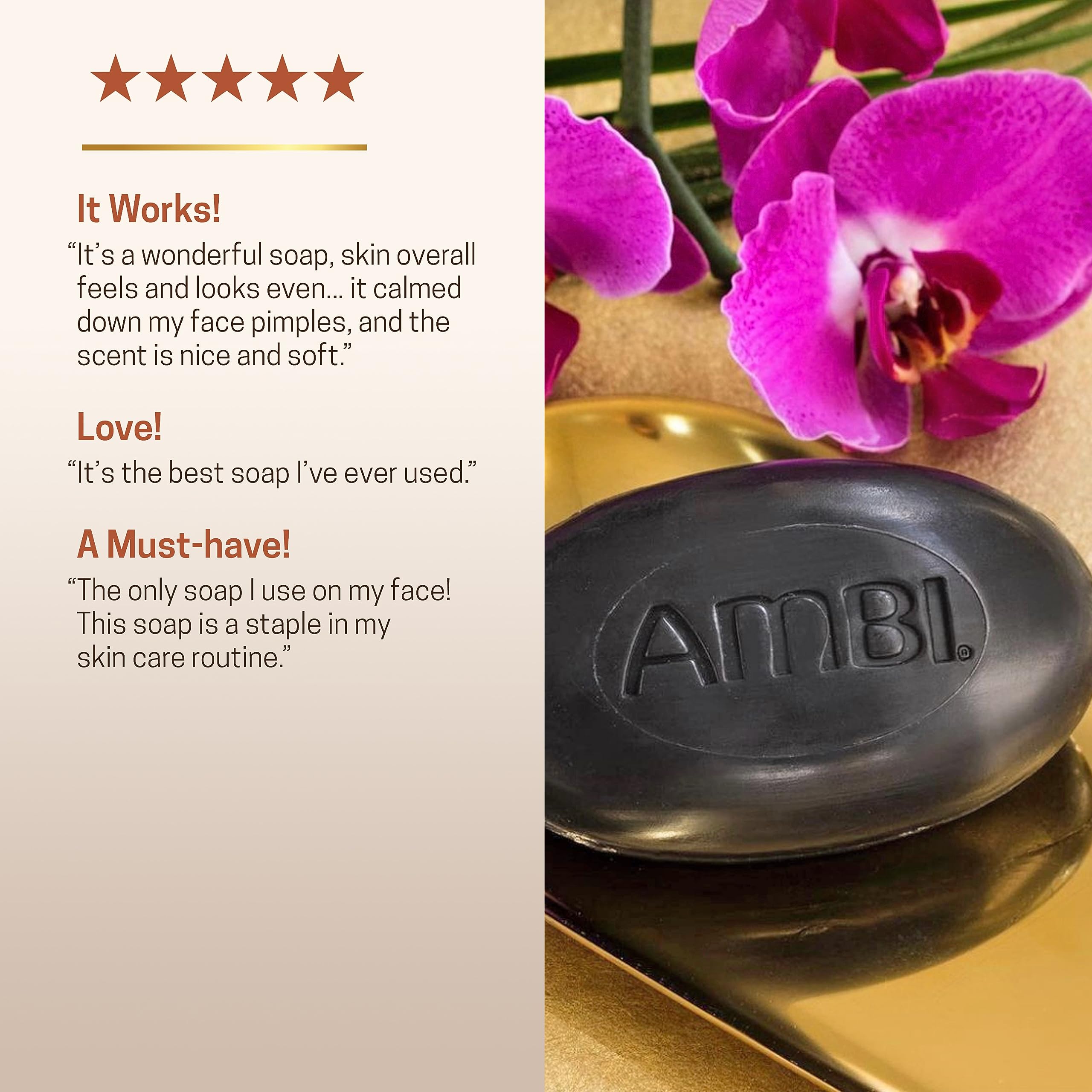 Ambi African Black Soap Face & Body Bar, Cleans And Nourishes Skin, Rinses Clear, 5.3 Ounce