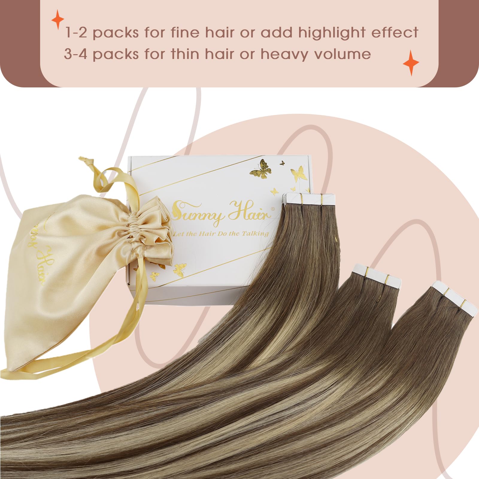 Sunny Hair Tape In Extensions Balayage Blonde Tape In Extensions Human Hair 18Inch Hair Extensions Real Human Hair Tape In Balay