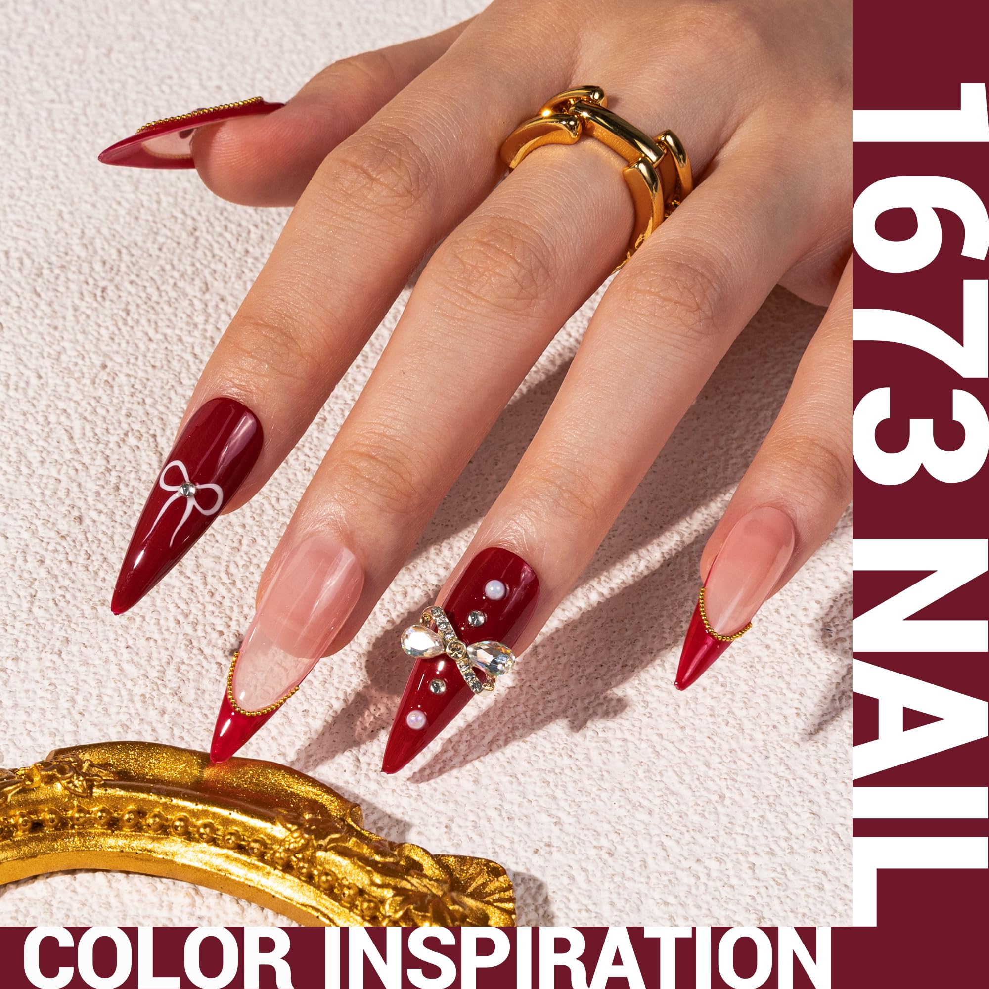 Melodysusie Thick Red Gel Nail Polish,0.5Fl Oz Burgundy Red Gel Polish Autumn Winter Color 1673, Soak Off Uv Led Nail Lamp Dark