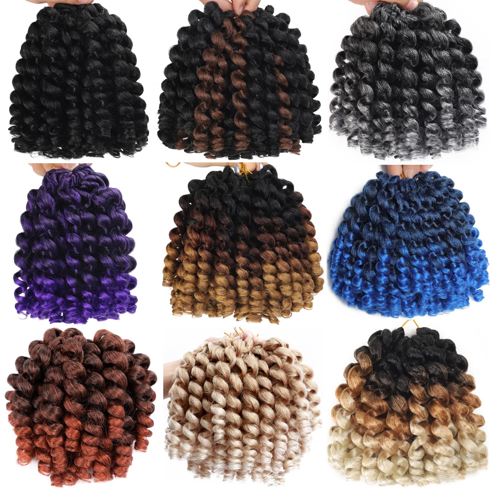 5 Packs Jamaican Bouncecrochet Hair 2X Ringlet Wand curl 8 inch Synthetic crochet Hair Extensions crochet Braiding Hair 100 Root