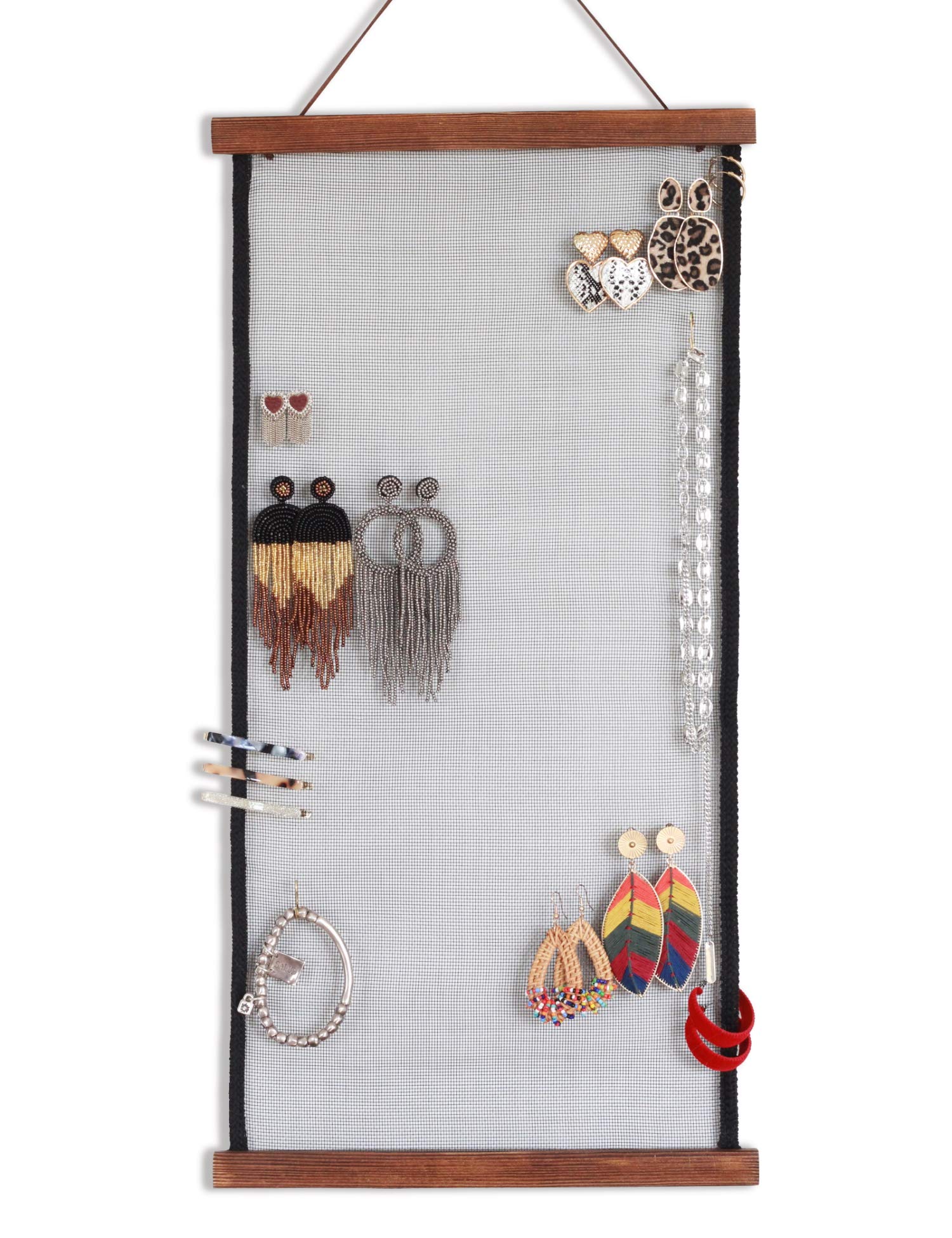 Earring Organizer Wall Monut, Display Hanging Jewelry Organizer for Studs Dangle Earrings and Necklaces Holder Rack for Women Gi
