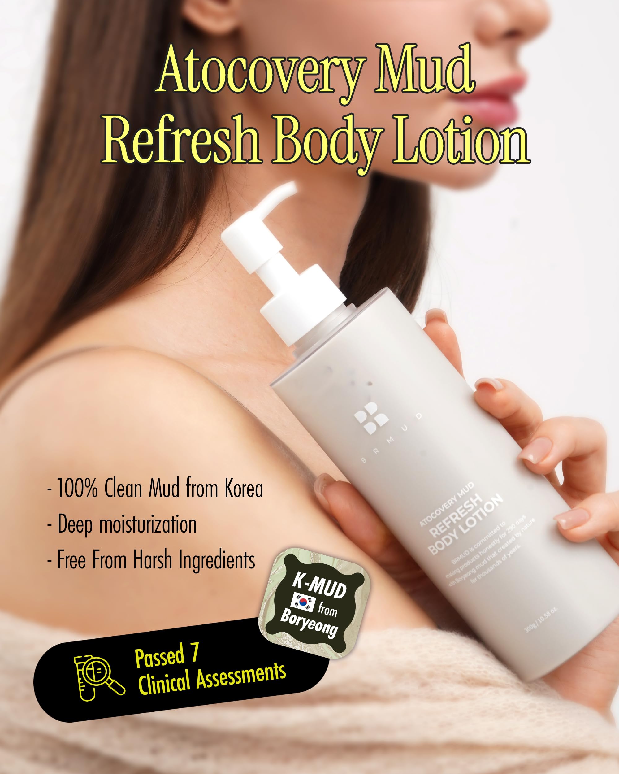 BRMUD Atocovery Mud Refresh Body Lotion - Ultimate Hydration Itchness Relief Boryeong Mud Body Moisturizer - Mild & Gentle Ingre
