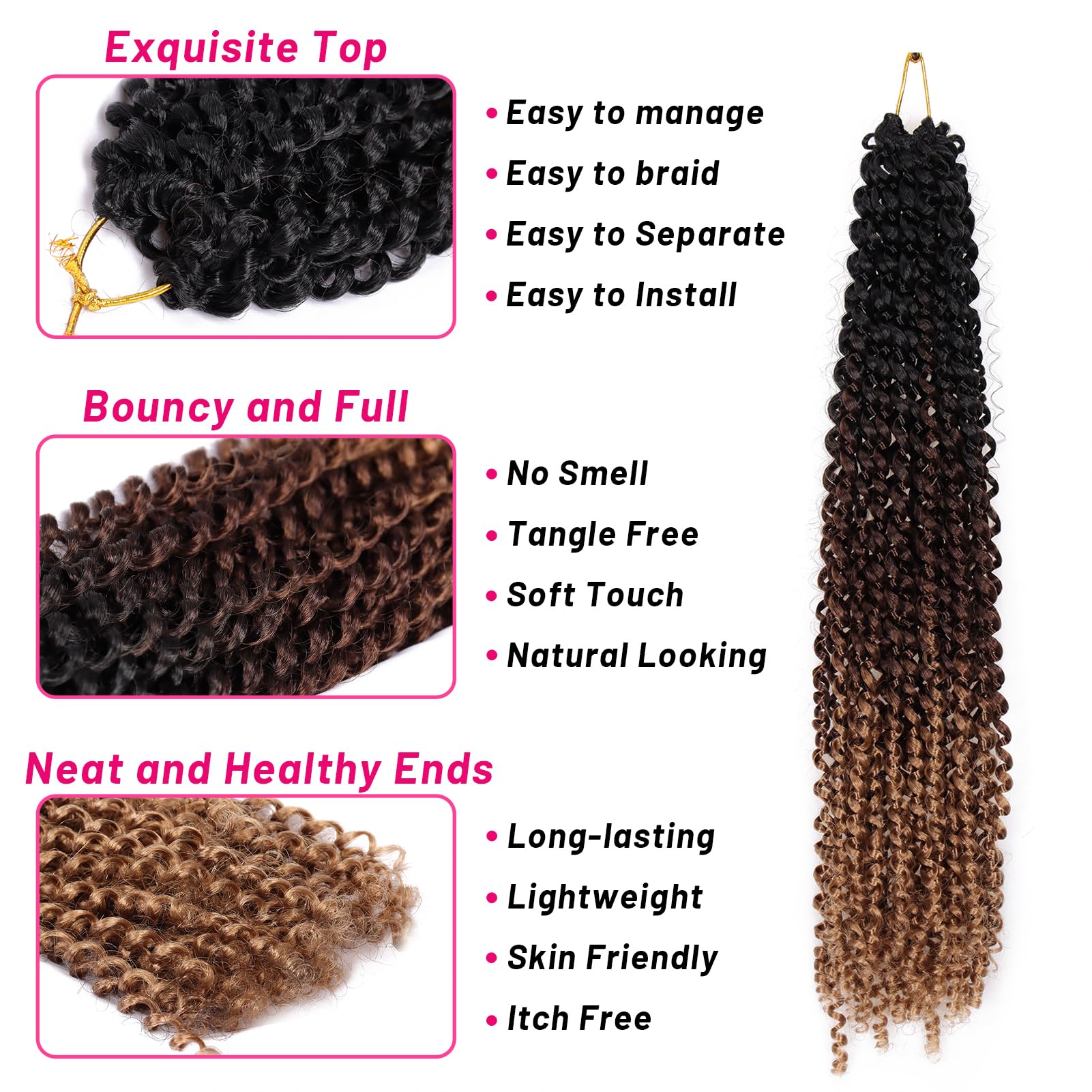Dorsanee Ombre Passion Twist Hair 22 Inch 7 Packs Water Wave Crochet Hair Long Bohemian Curly Braiding Hair For Butterfly Locs,