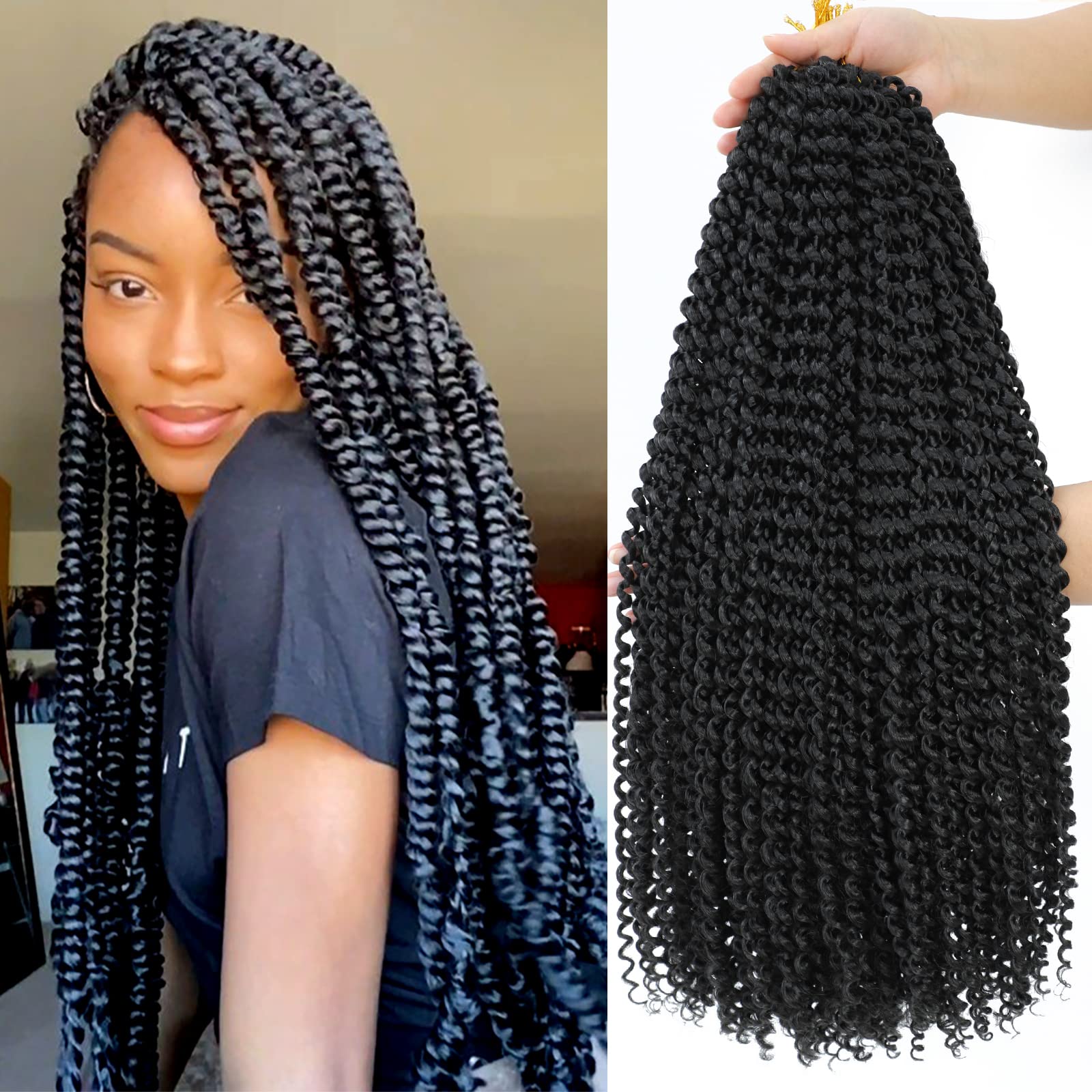 Dansama 7 Packs Passion Twist Hair Water Wave Braiding Hair For Butterfly Style Crochet Braids Bohemian Hair Extensions (24Inch