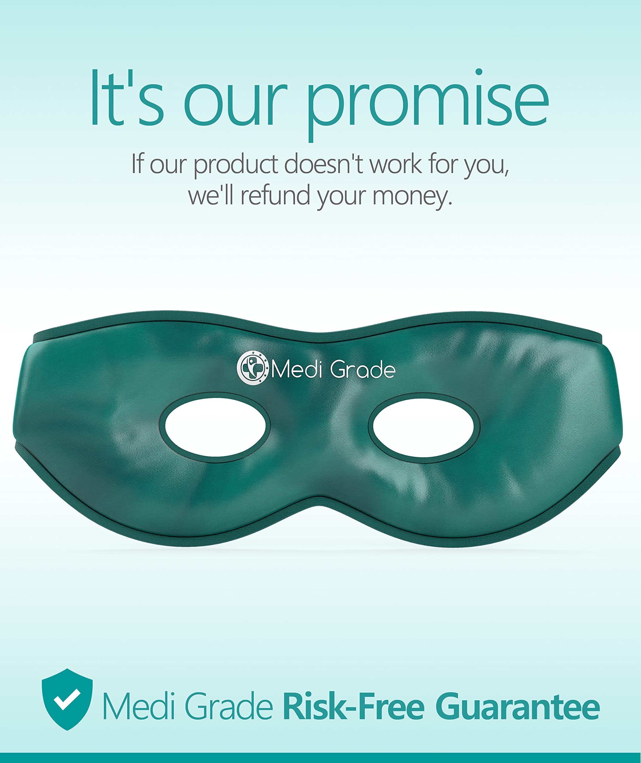 Medi Grade Cooling Eye Mask - Reusable Gel Eye Mask with 2 x Cooling Eye Pads and Cooling Storage Bag - Reversible Eye Mask with