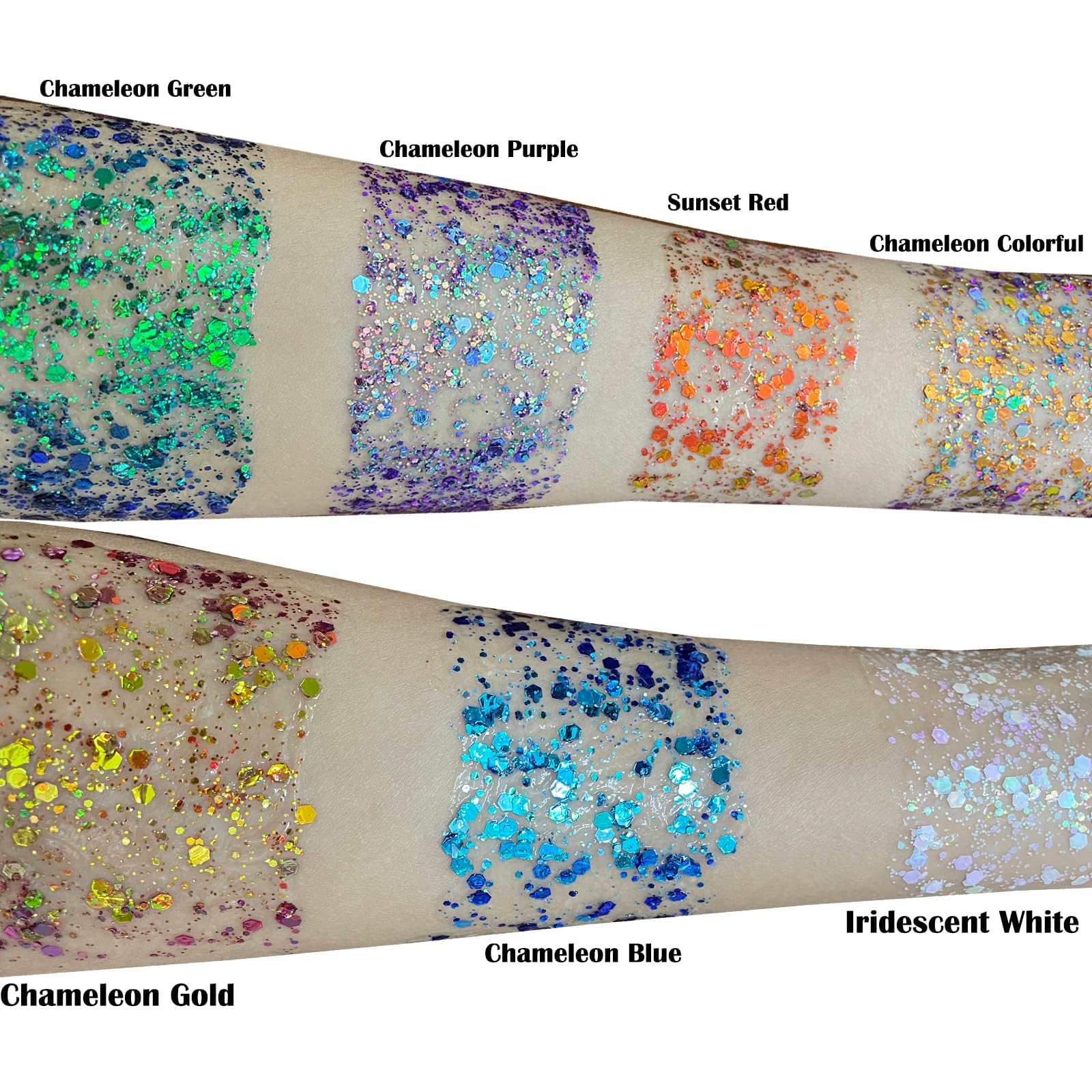 MEICOLY Chameleon Iridescent White Body Glitter,Chunky Face Glitter Paint,Color Changing Mermaid Face Glitter Gel,Opal Glitter S