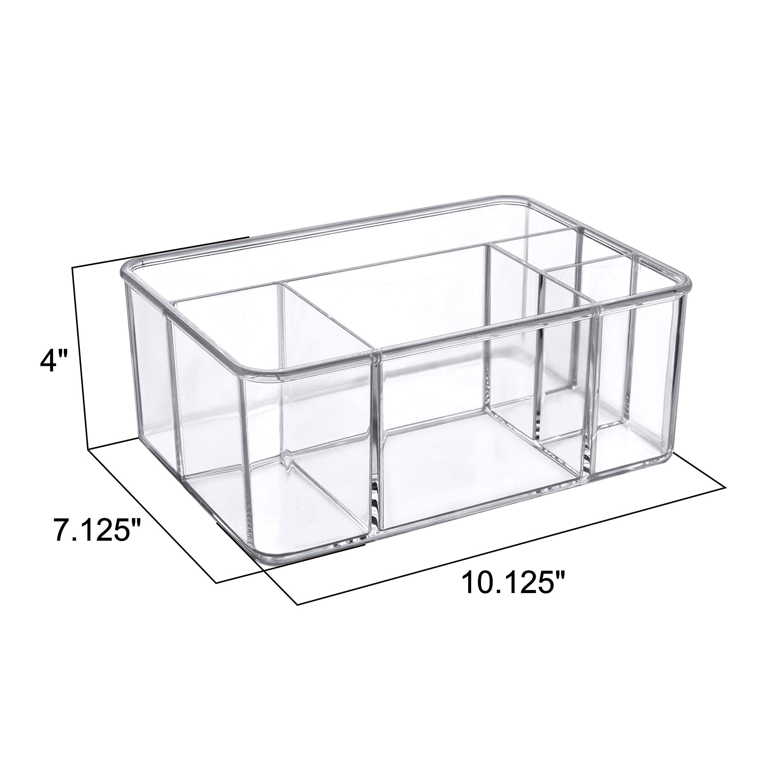 Amazing Abby - Glamour - Acrylic 5-Compartment Makeup Organizer, Transparent Plastic Beauty Supply Holder, Perfect Bathroom Vani