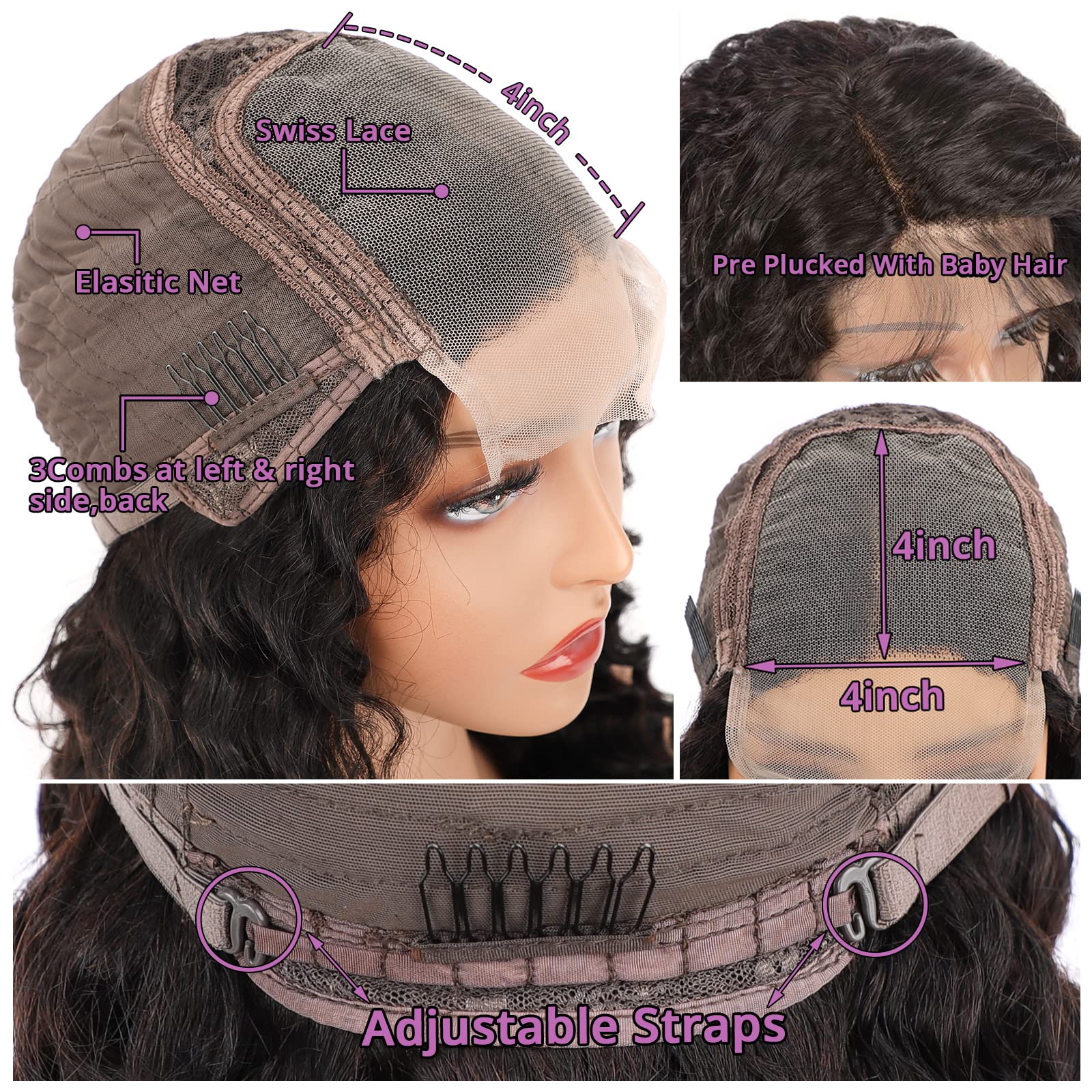 Aisi Deep Wave Lace Front Wigs Human Hair 180% Density 4X4 Lace Closure Wigs For Black Women Brazilian Glueless Wigs Human Hair