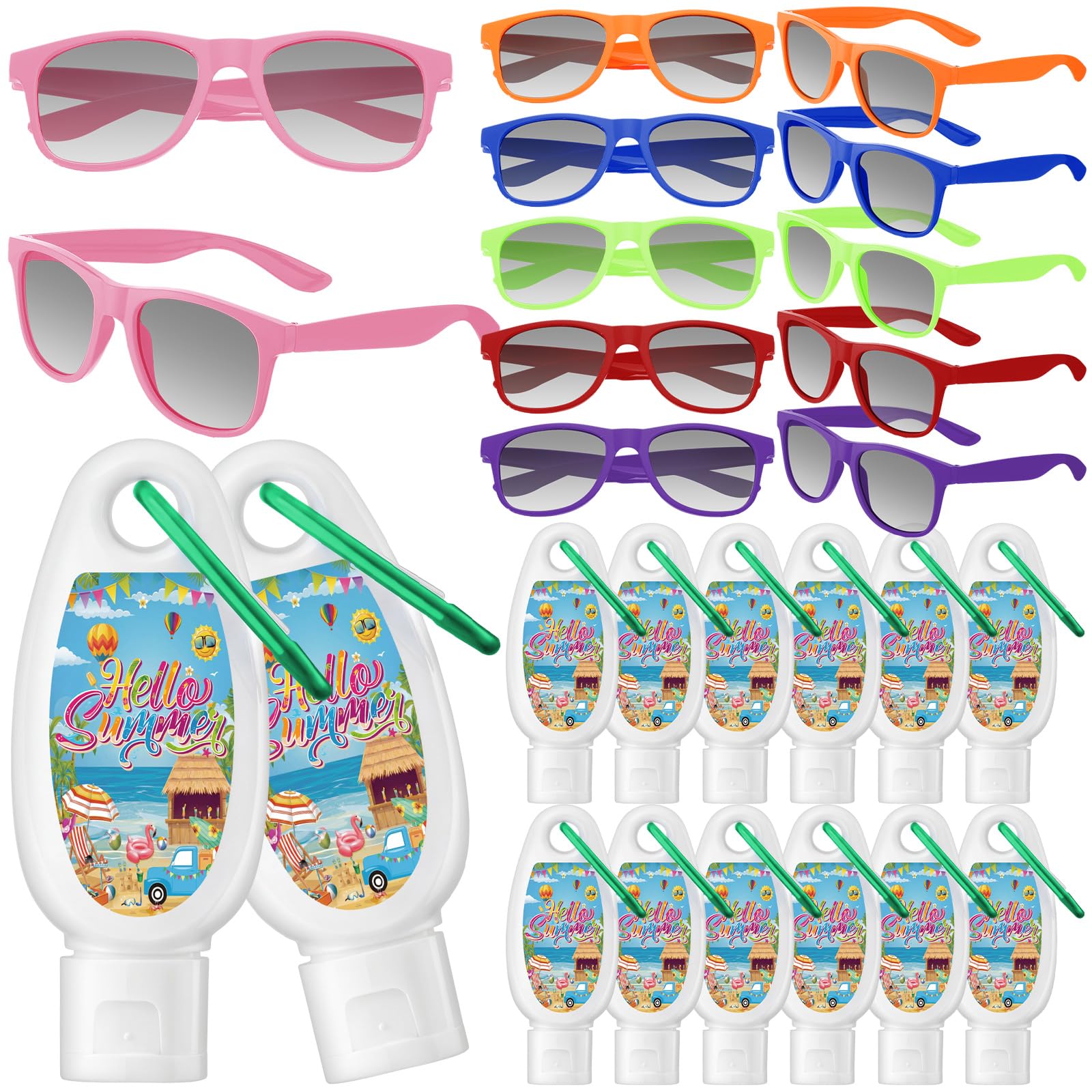 Gaillty 24 Pcs Mini Sunscreen Sunglasses Bulk, Summer Pool Party SPF 30