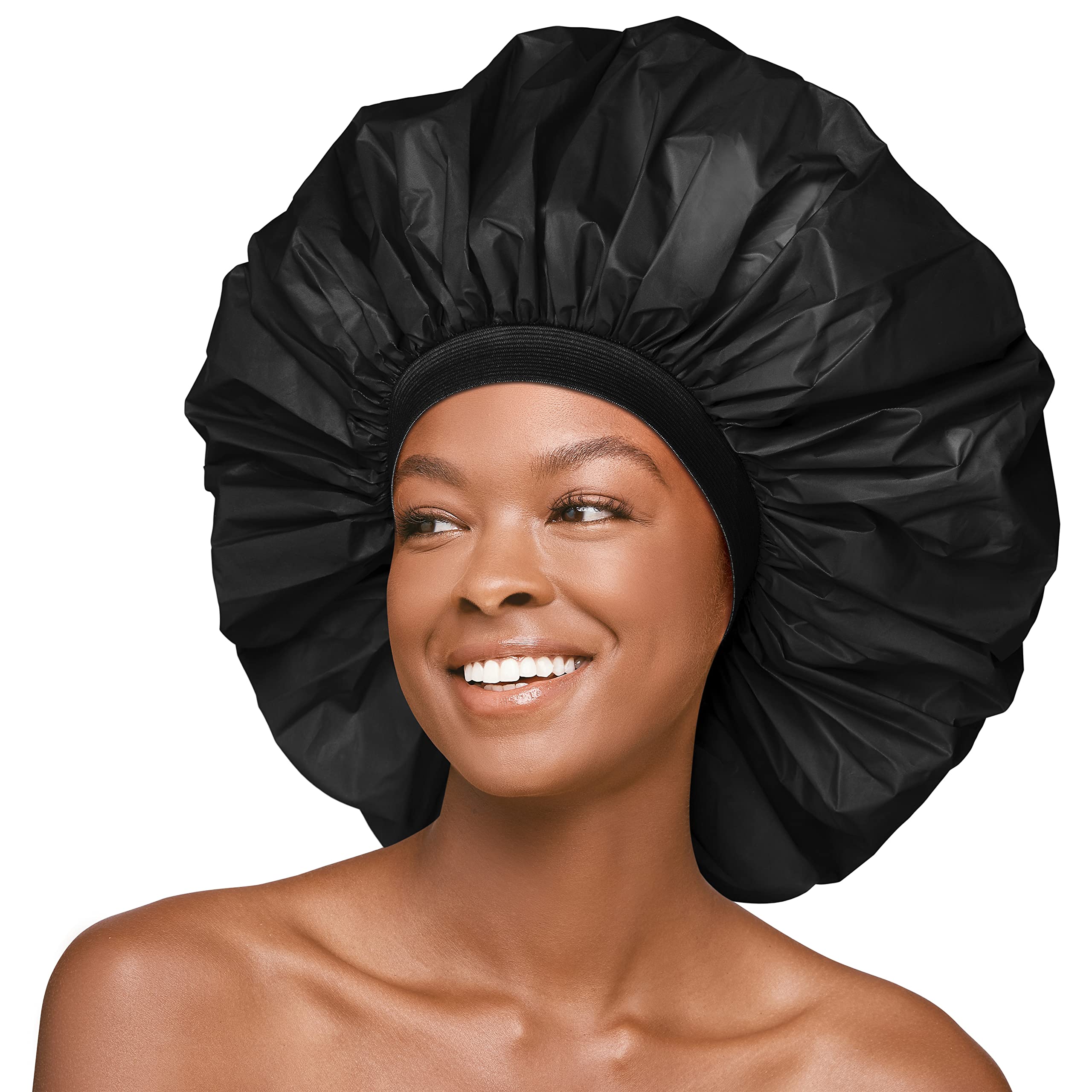 Red By Kiss Essential Super Large Waterproof Shower Cap, Reusable Caps With Elastic Band (Super Jumbo)