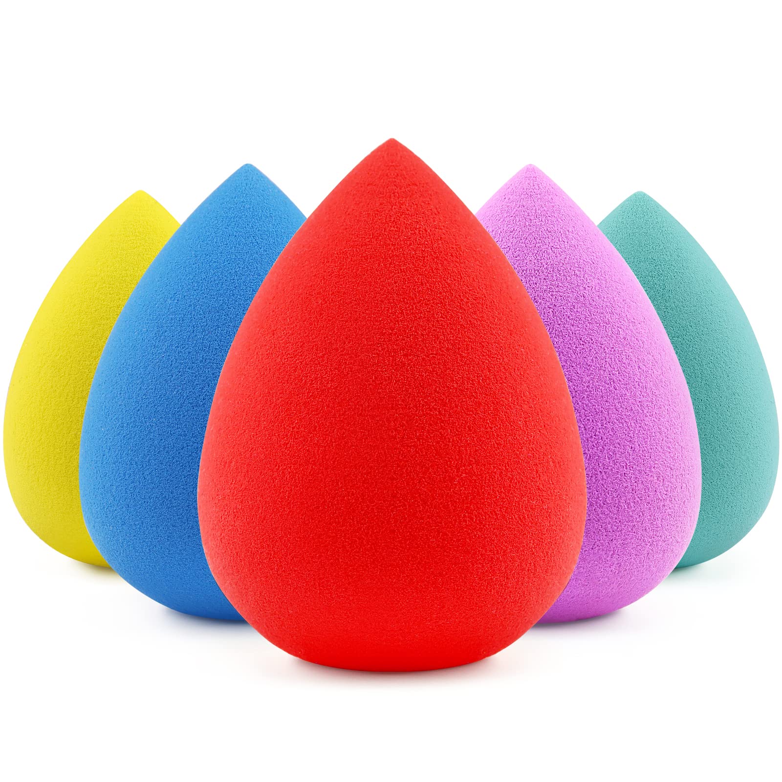 BEAKEY 5 Pcs Makeup Sponges Set, Latex-Free, High-density Wonder Blender Perfect for Liquid, cream, and Powder, Soft and Flexibl