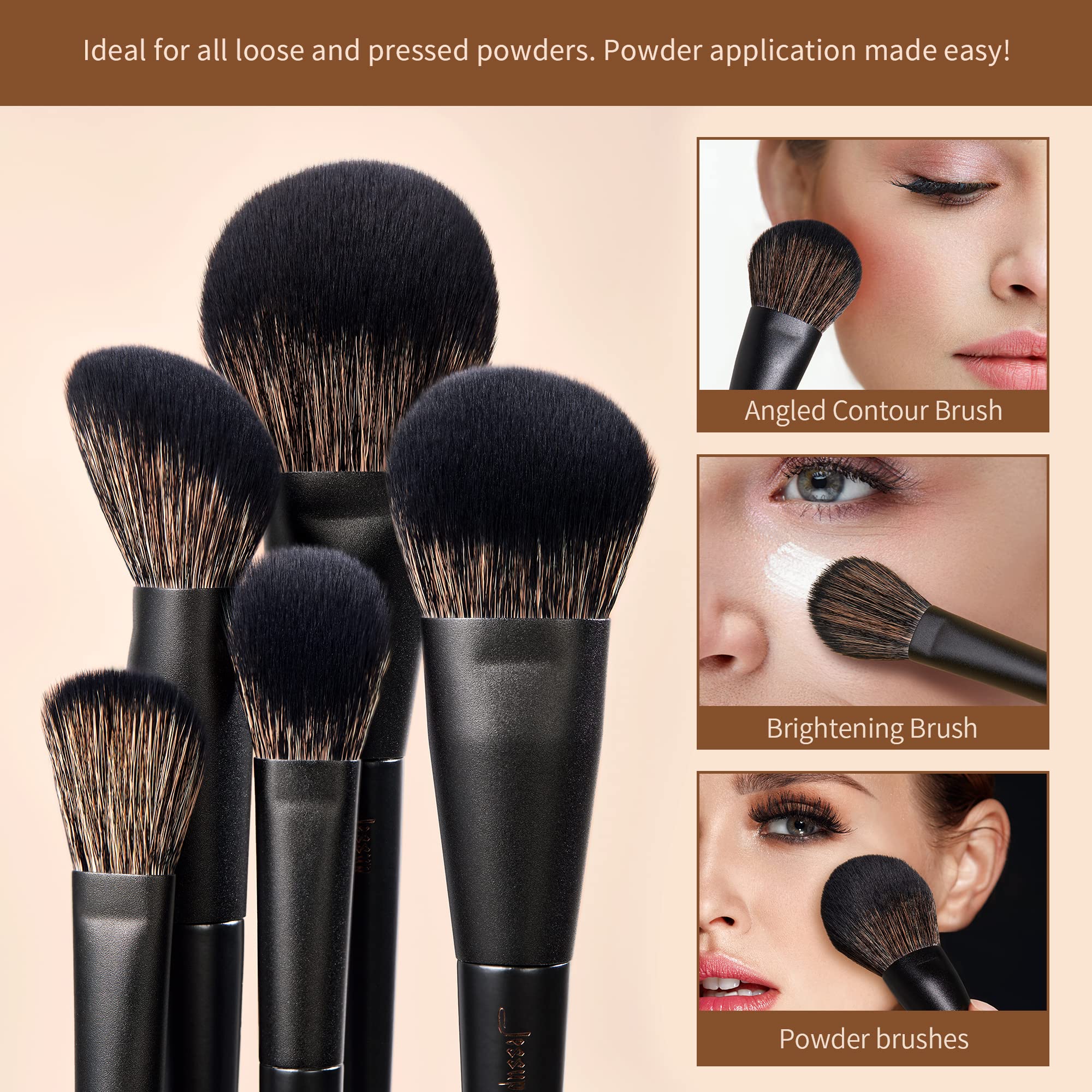 Makeup Brushes Set Jessup Make Up Brushes 14Pcs Black Kabuki Foundation Eyeshadow Contour Concealer Powder Eyeliner Crease Eyebr