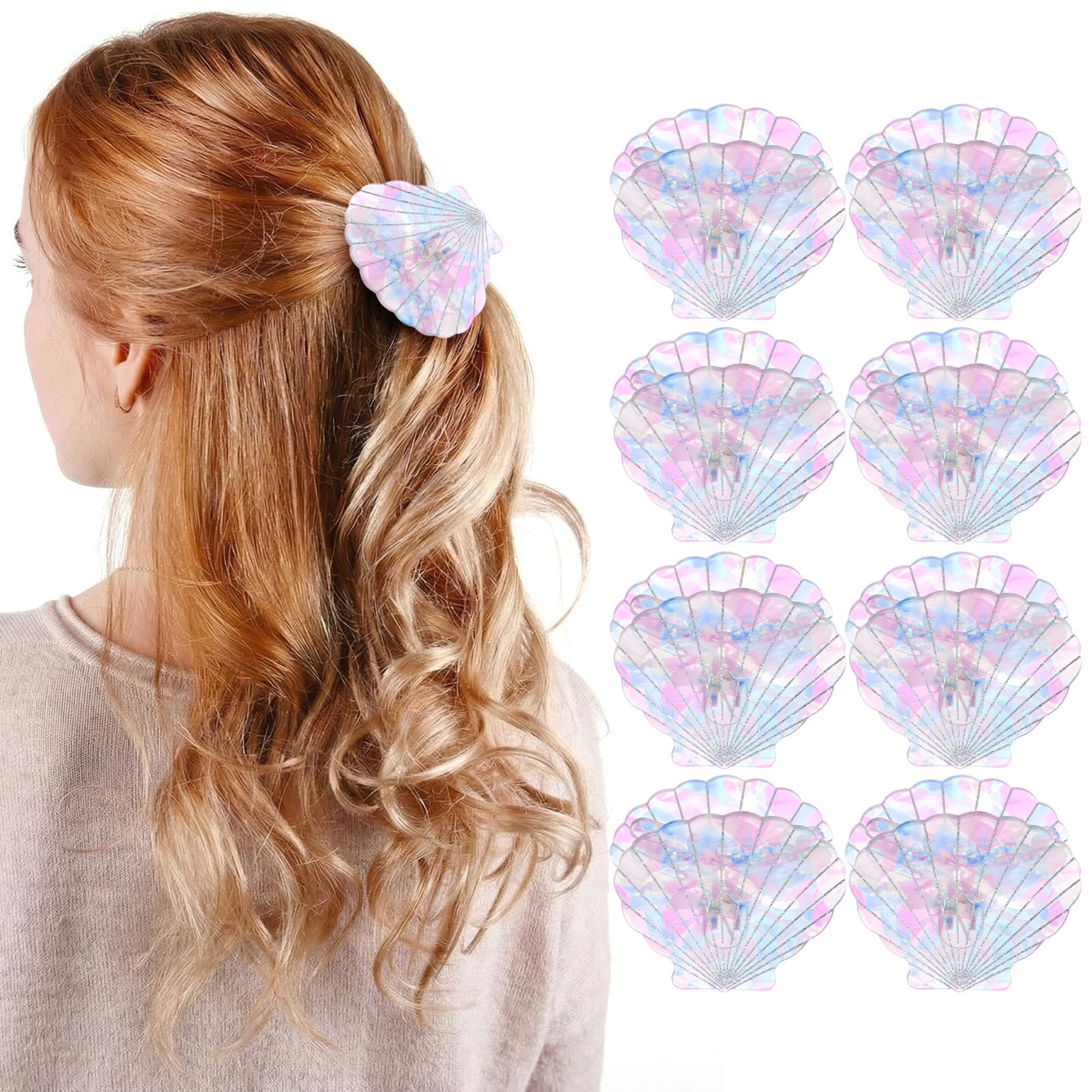 Yuxung 8 Pcs Seashell Hair Clips Shell Claw Clip Costal Party Favors Cute Beach Barrettes for Women Hair Styling Clip Accessorie