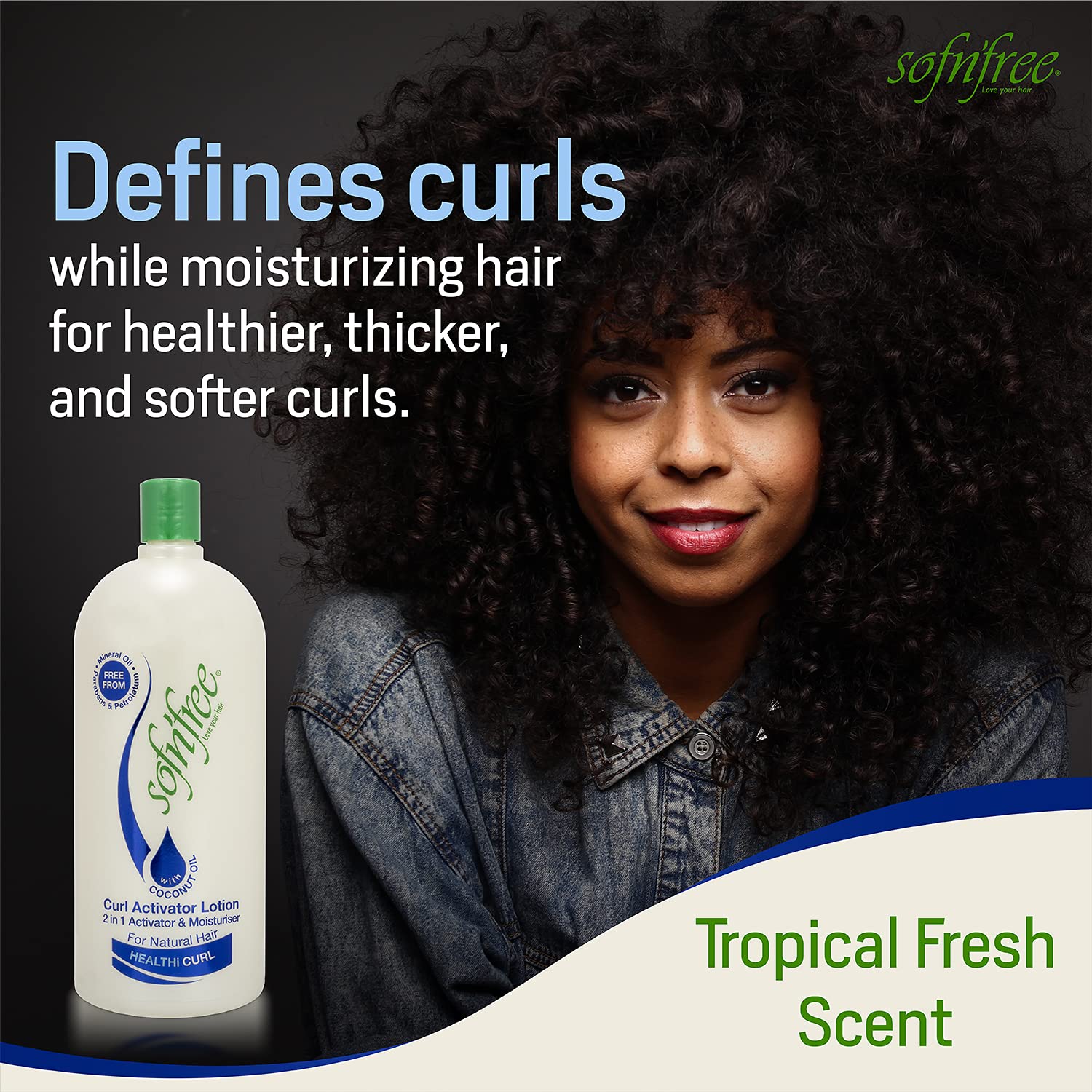 Sofnfree Moisturizer & Curl Activator For Natural Hair, Soft Curls, And Waves 33.81 Fl Oz / 1000Ml