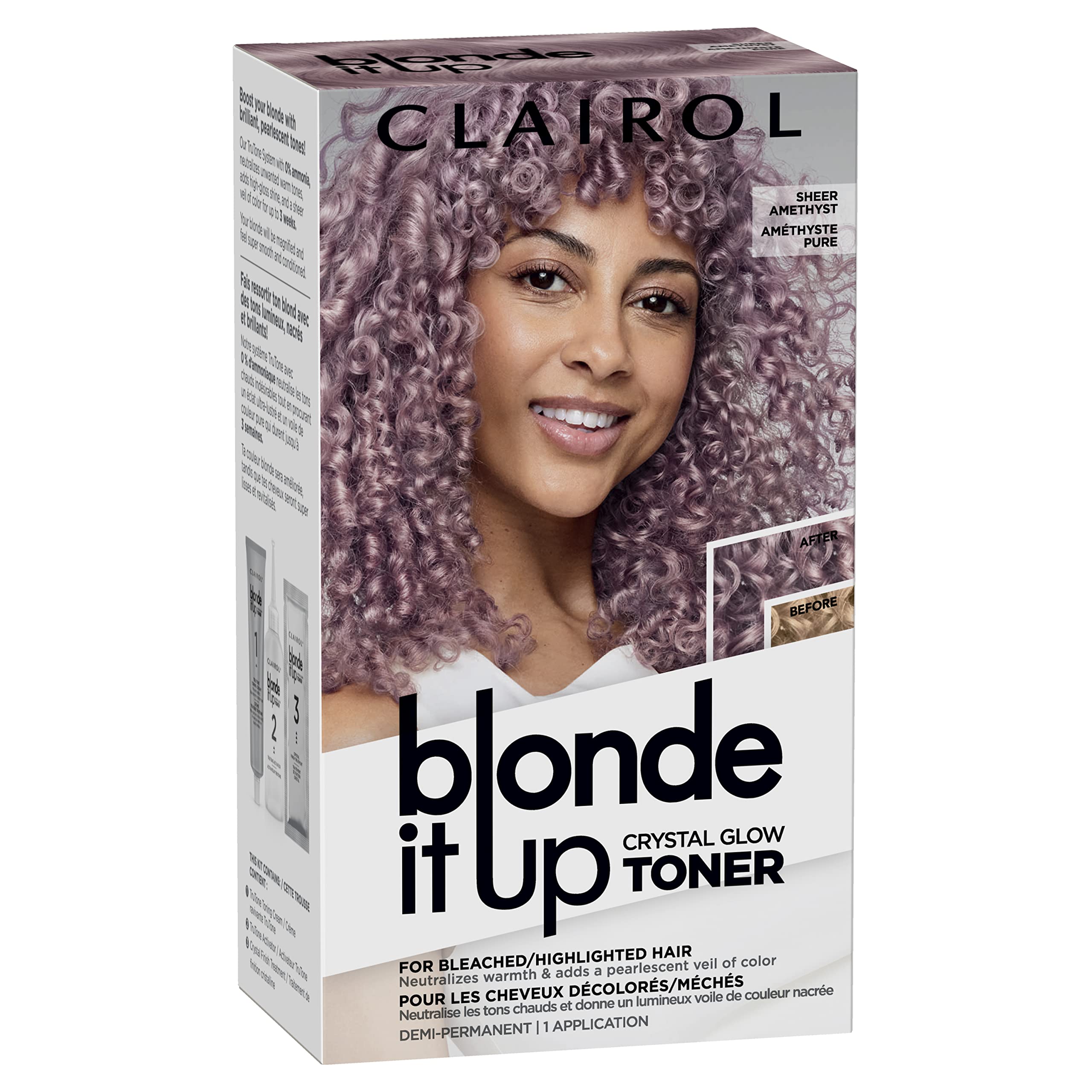 Clairol Blonde It Up Crystal Glow Toners Demi-Permanent Hair Dye, Sheer Amethyst Hair Color, Pack of 1