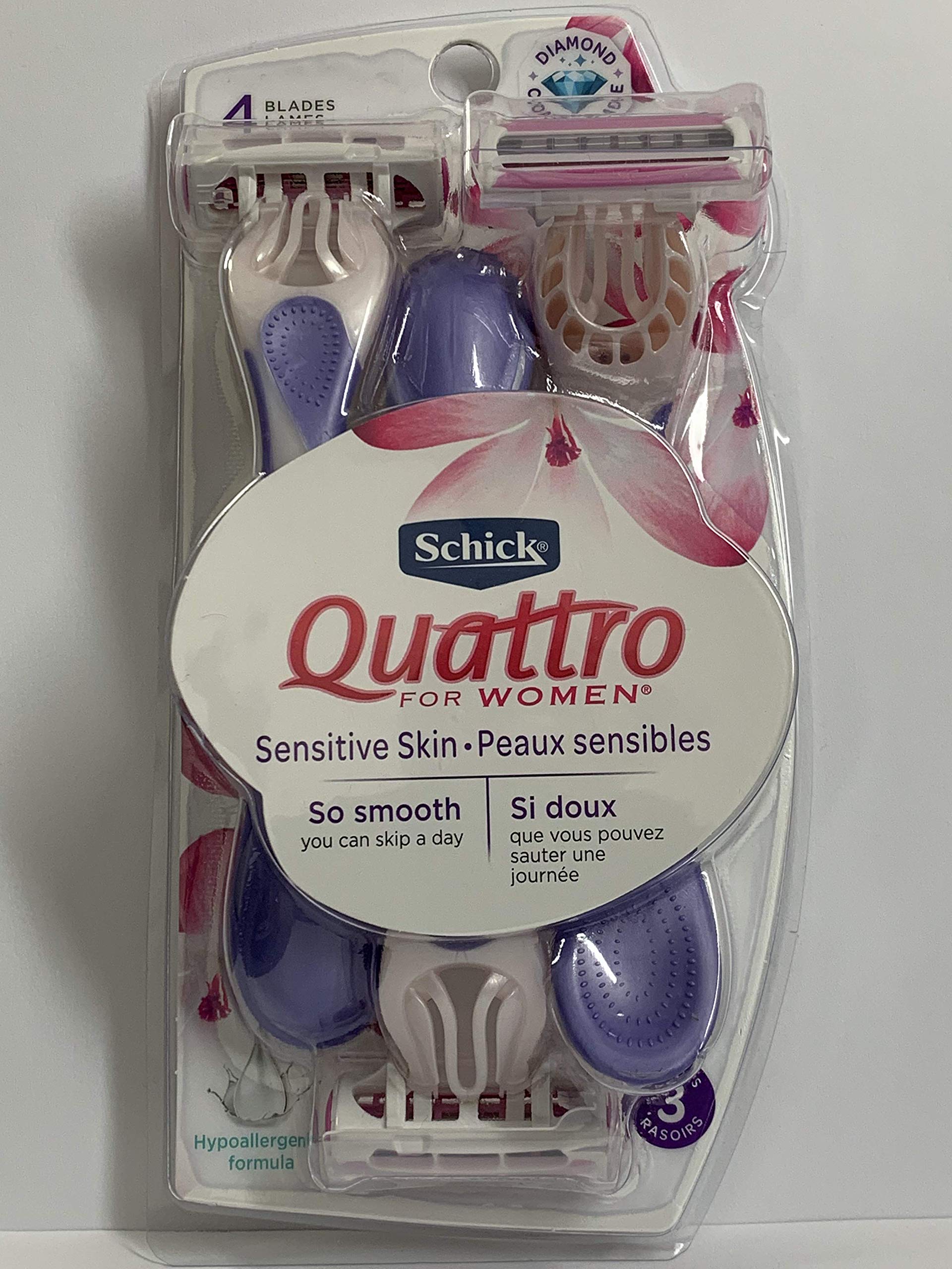 Schick Disposable Razors Quattro High Performance, 3 Ct (Pack Of 6)