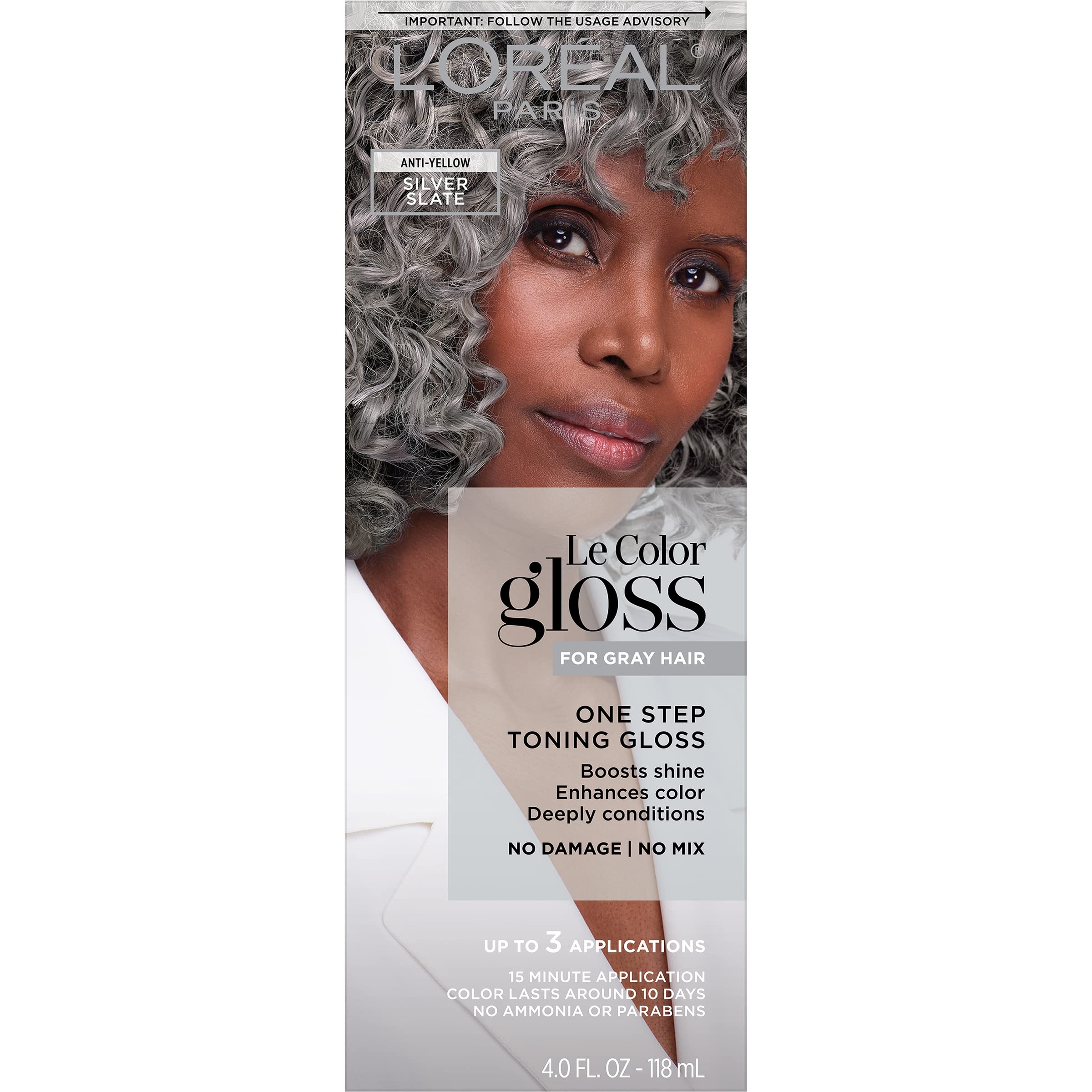 L'Oreal Paris Le Color Gloss One Step Toning Gloss, In-Shower Hair Toner with Deep Conditioning Treatment Formula for Gray Hair,