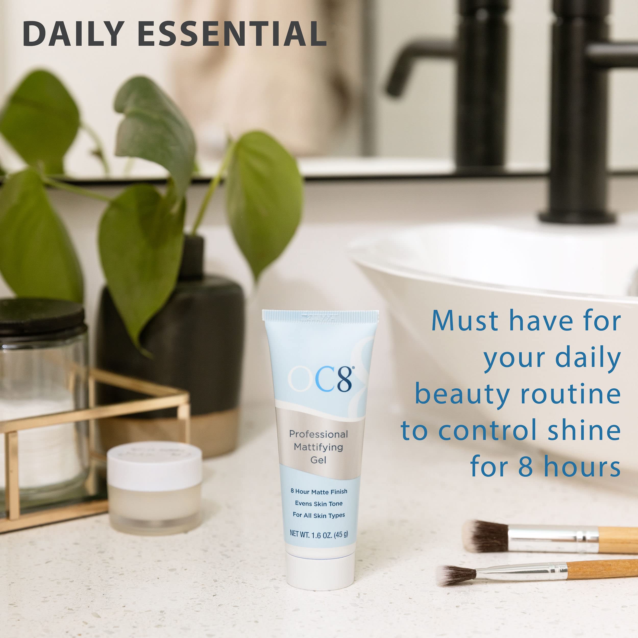 OC8 Professional Anti Shine Mattifying Gel: Oil Control Mattifier Formula for Face - Matte Finishing Gel Controls Oily Skin, Red