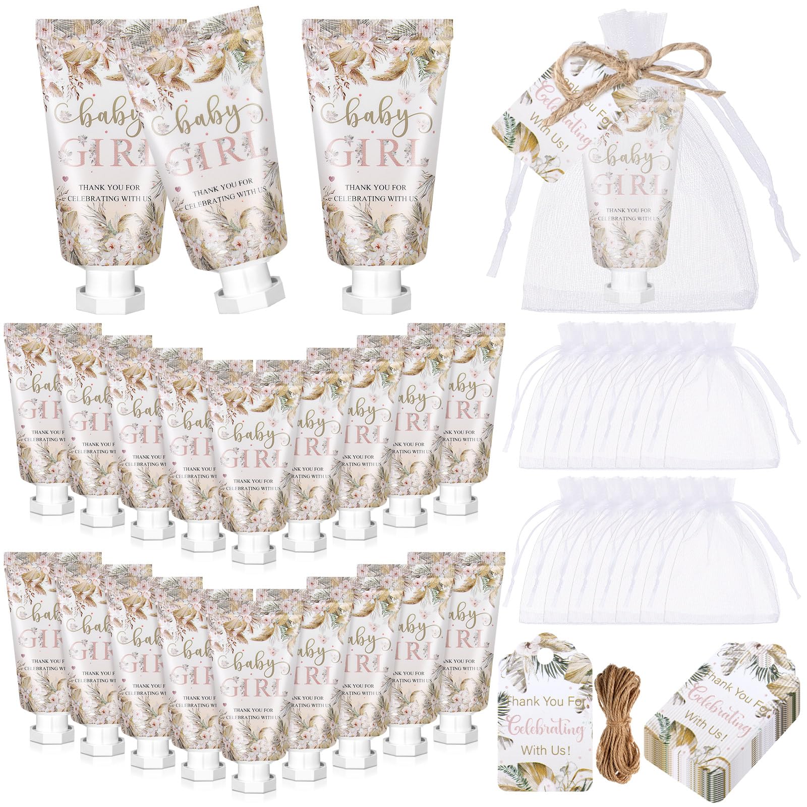Dansib 48 Sets Boho Baby Shower Hand Cream Gifts Baby Shower Party Favors for Guests Baby Girl Hand Cream Gift Bulk Travel Size 
