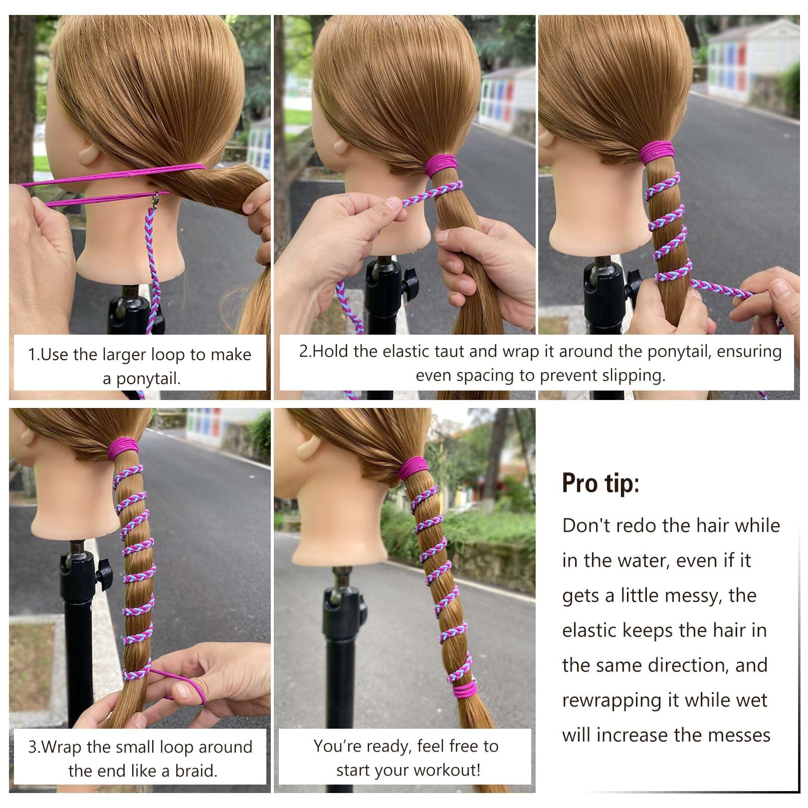 3 Packs 16'' Ponytail Holders Hair Ties For Sports, Elastic Spiral Hair Tie Scrunchies No Damage Strong Braided Pony Tails Hair