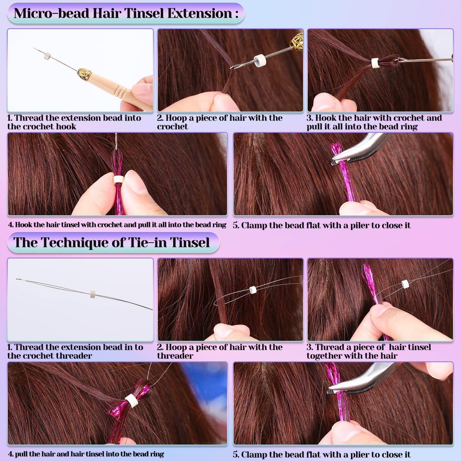 LifeisLuck 20 Colors Fairy Hair Tinsel Kit - 4000 Heat Resistant Glitter Strands for Hair Extensions, Perfect for Christmas, Halloween, Cosplay Parties