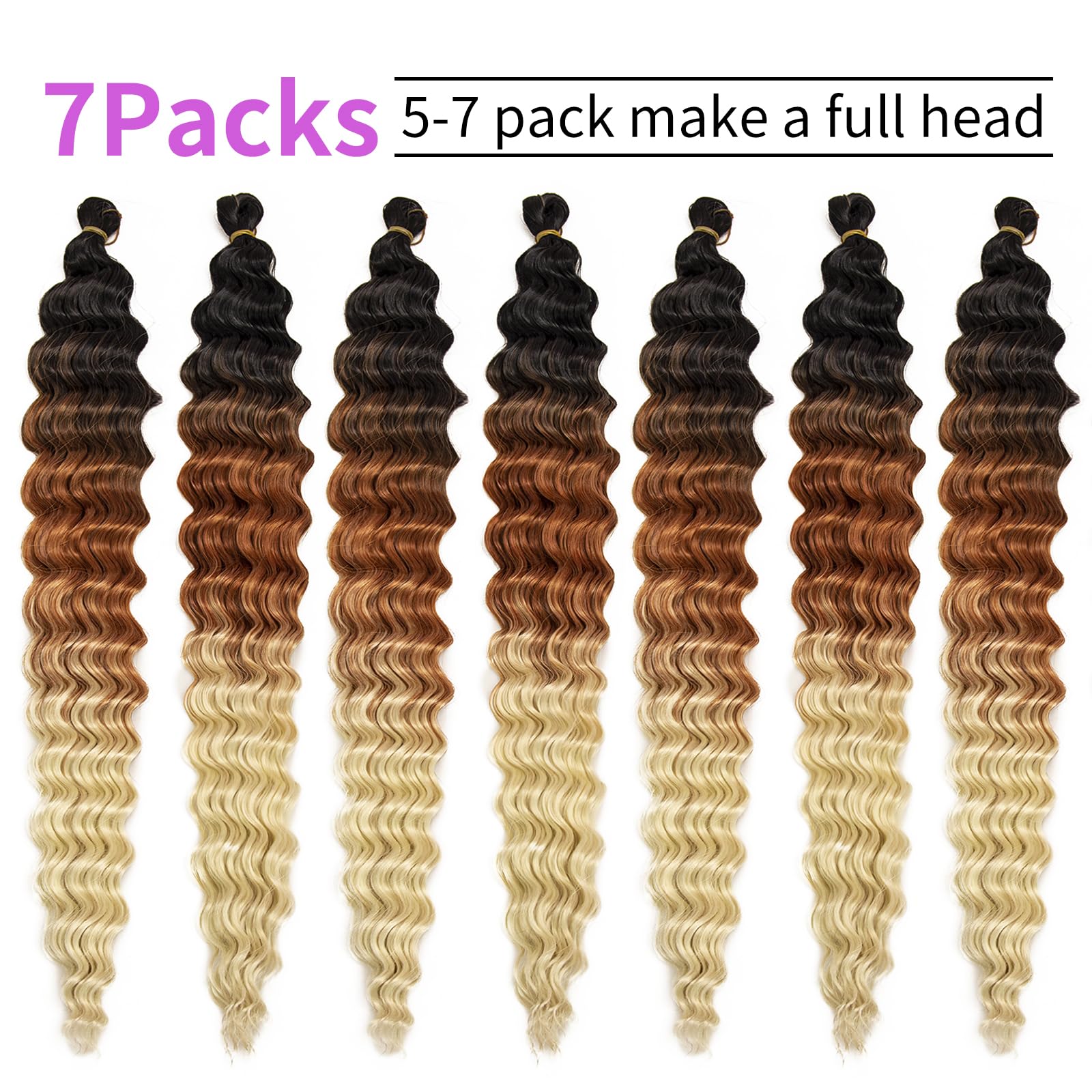 QRHSUKA Curly Braiding Hair 30Inch Ocean Wave Crochet Hair 7Packs Curly Crochet Hair Wet and Wavy Braiding Hair Synthetic Croche