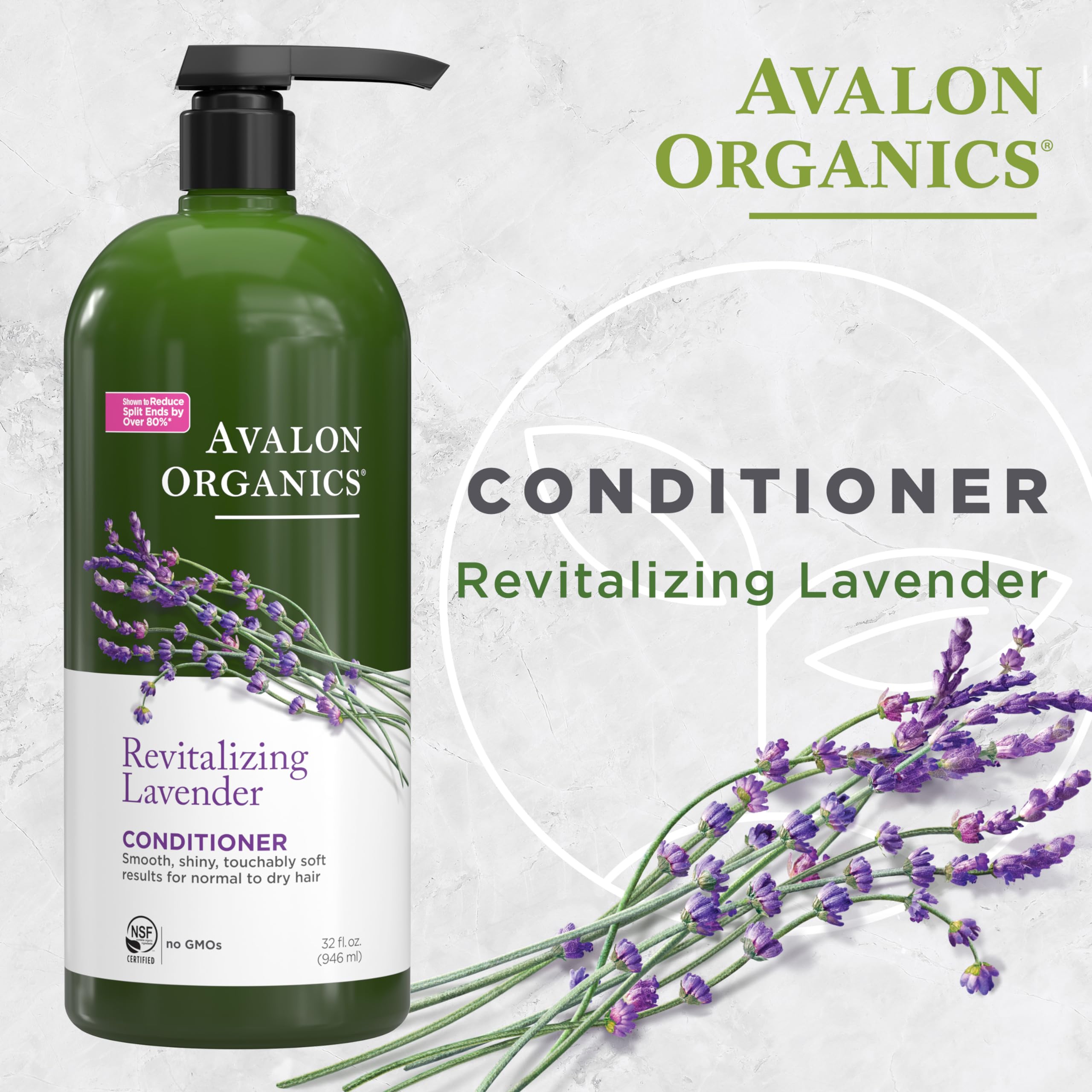 Avalon Organics Revitalizing Lavender Conditioner, For Smooth, Shiny, Touchably Soft Hair For Normal To Dry Hair, 32 Fluid Ounce