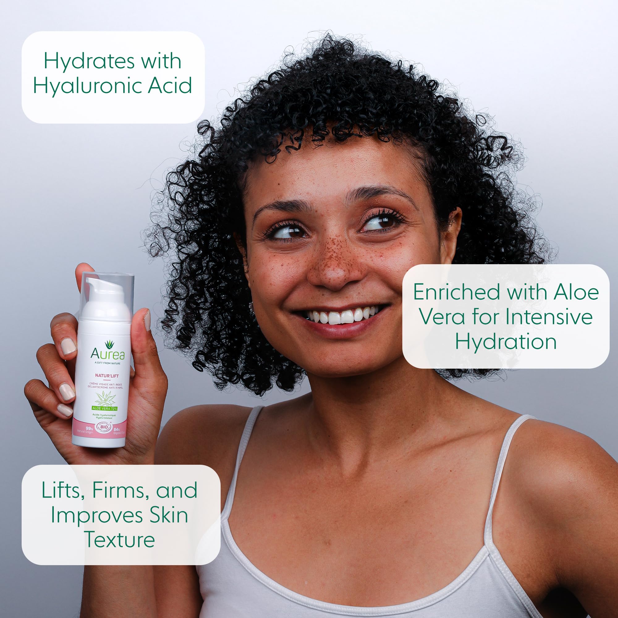Aurea Natur' Lift Face Cream - Improves The Skin's Texture - Contains Hyaluronic Acid - Toning And Firming Effect - Moisturizes