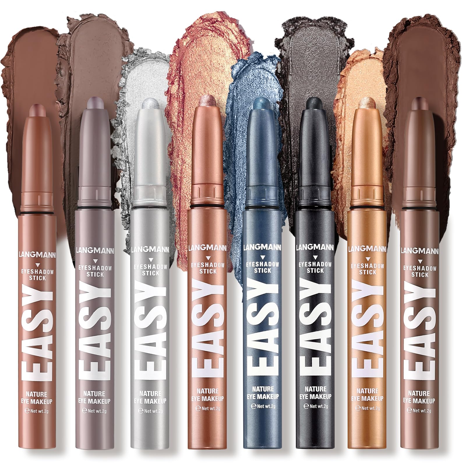 Jolilab Eyeshadow Stick Set, 8 Colors Matte Professional Bright-Colored Contouring And Highlight Eyeshadow Stick, Cream Eyeshado