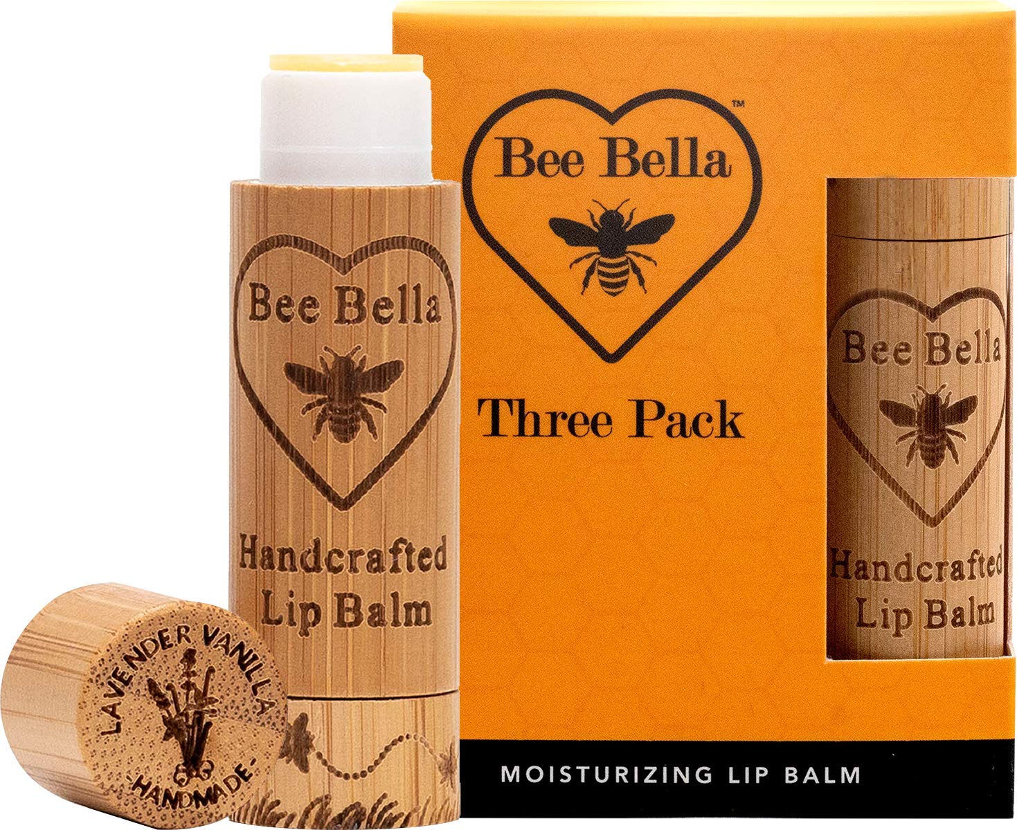 Bee Bella Lip Balm, Lavender Vanilla, 3 Pack - Hydrating, Moisturizing Lip Care, 100% Natural, Original Organic Beeswax With Vit
