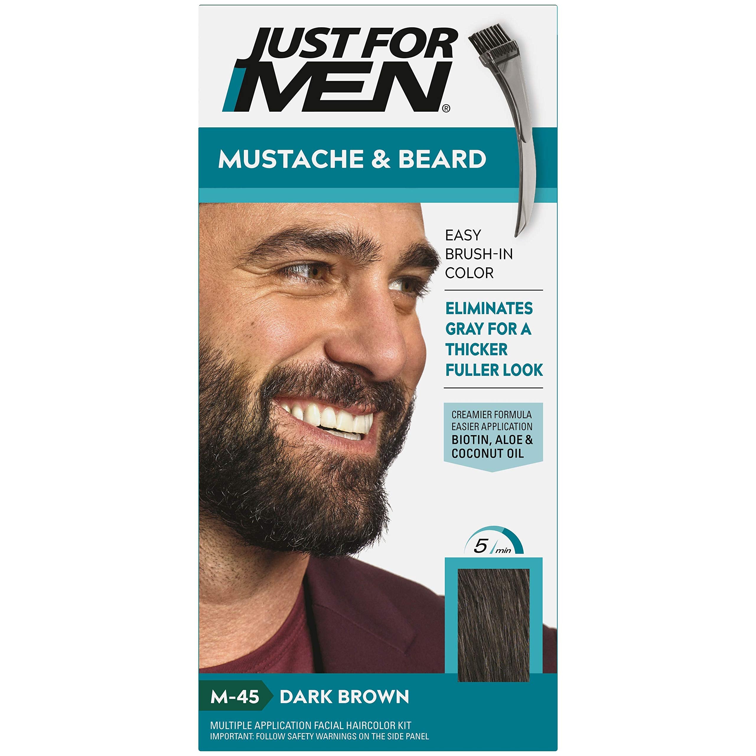 Just For Men Color Gel Mustache & Beard M-45, Dark Brown 1 Each (Pack Of 2)