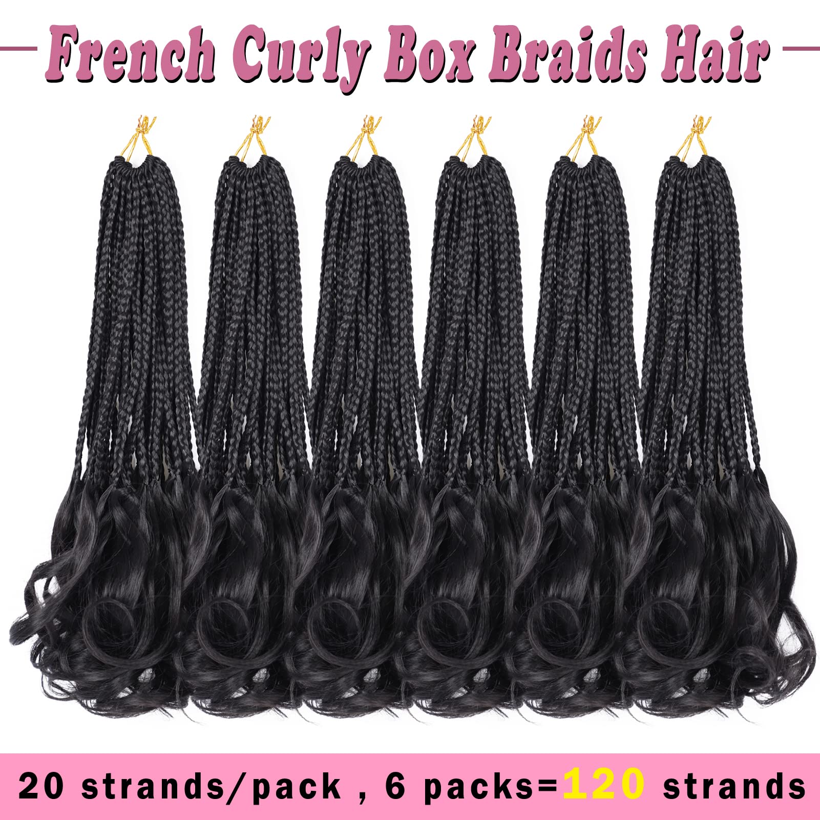 French Curl Crochet Braids 14 Inch 6 Packs Crochet Box Braids With Curly Ends Goddess Box Braids Crochet Hair Pre Looped French