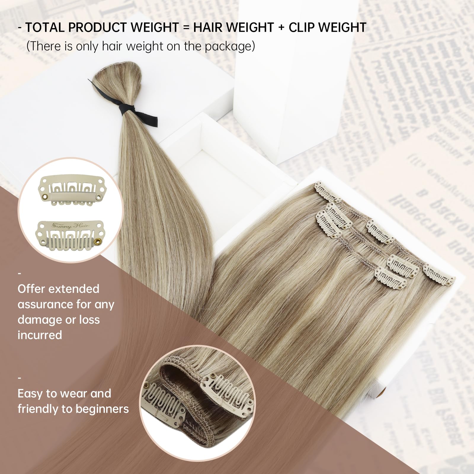 Sunny Blonde Hair Clip In Extensions Remy Clip In Human Hair Extensions Ash Blonde Highlighted Golden Blonde Hair Clips Extensio