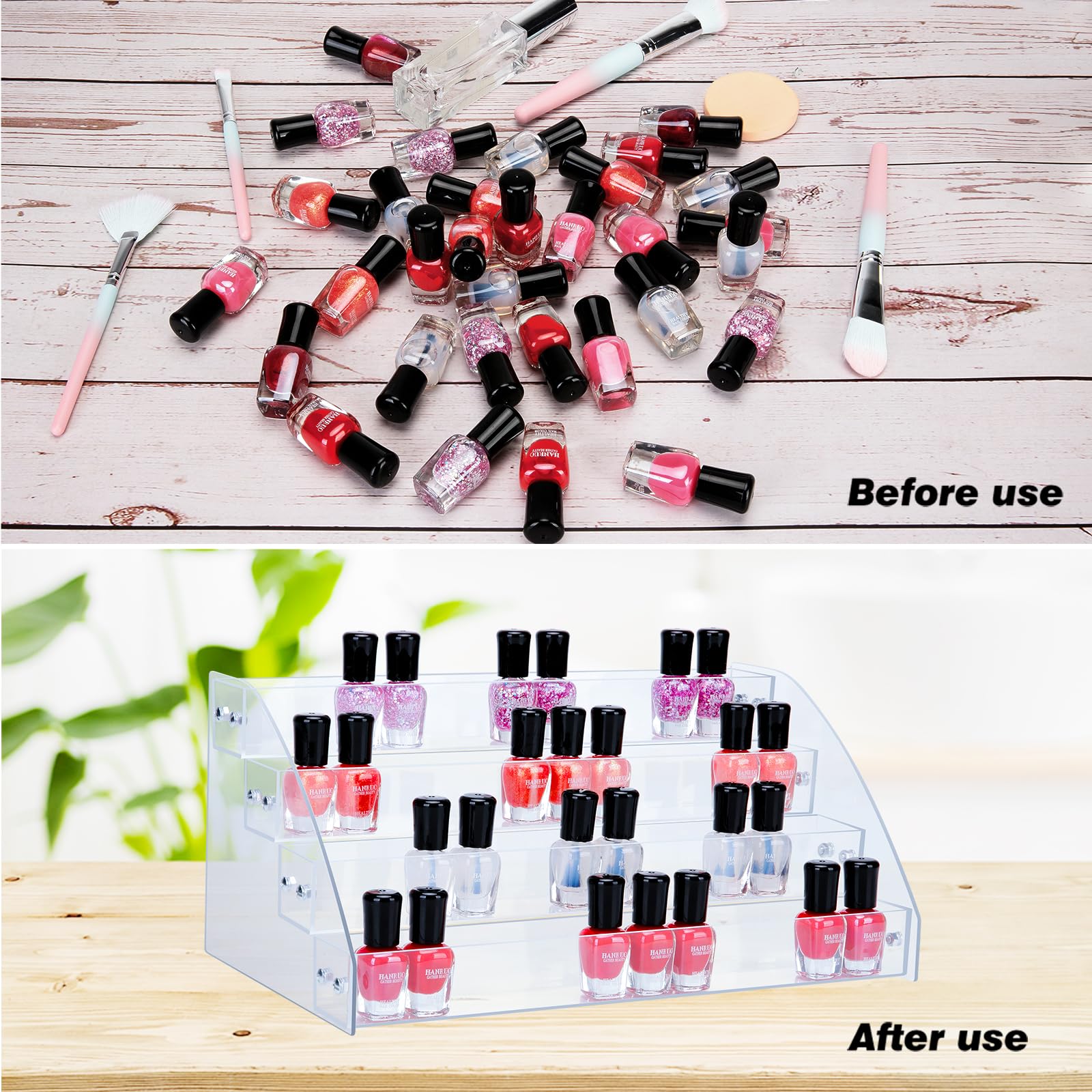 Kingrow Nail Polish Organizer Holder Rack 4 Layers Acrylic Display Rack Eyeglasses Shelf Essential Oils Ink Storage Holds Up To