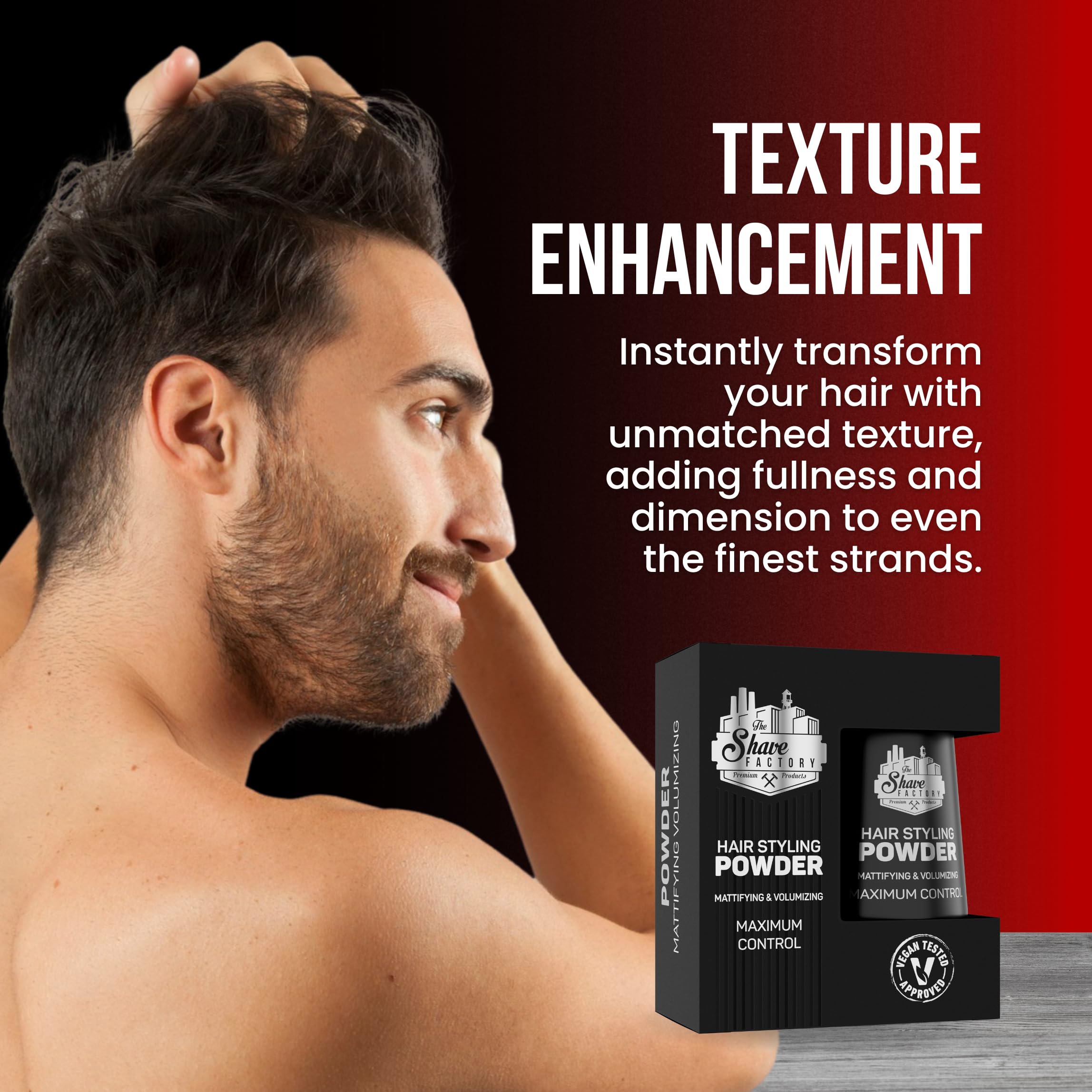 the shave factory Hair Styling Powder 20gr Mattifying Volumizing Powder with Maximum Control-Elegant Design, Ease Of Use