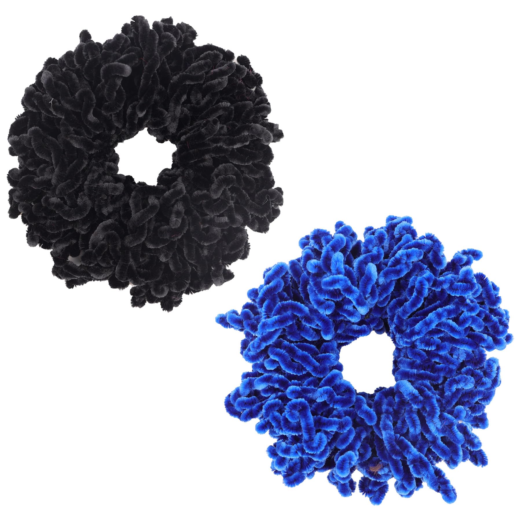 AUEAR, 2 Pack Volumizing Hair Scrunchie Hijab Volumizer Headwear Tie Ring Plain Big Hairbands for Women Girls (Black & Royal Blu