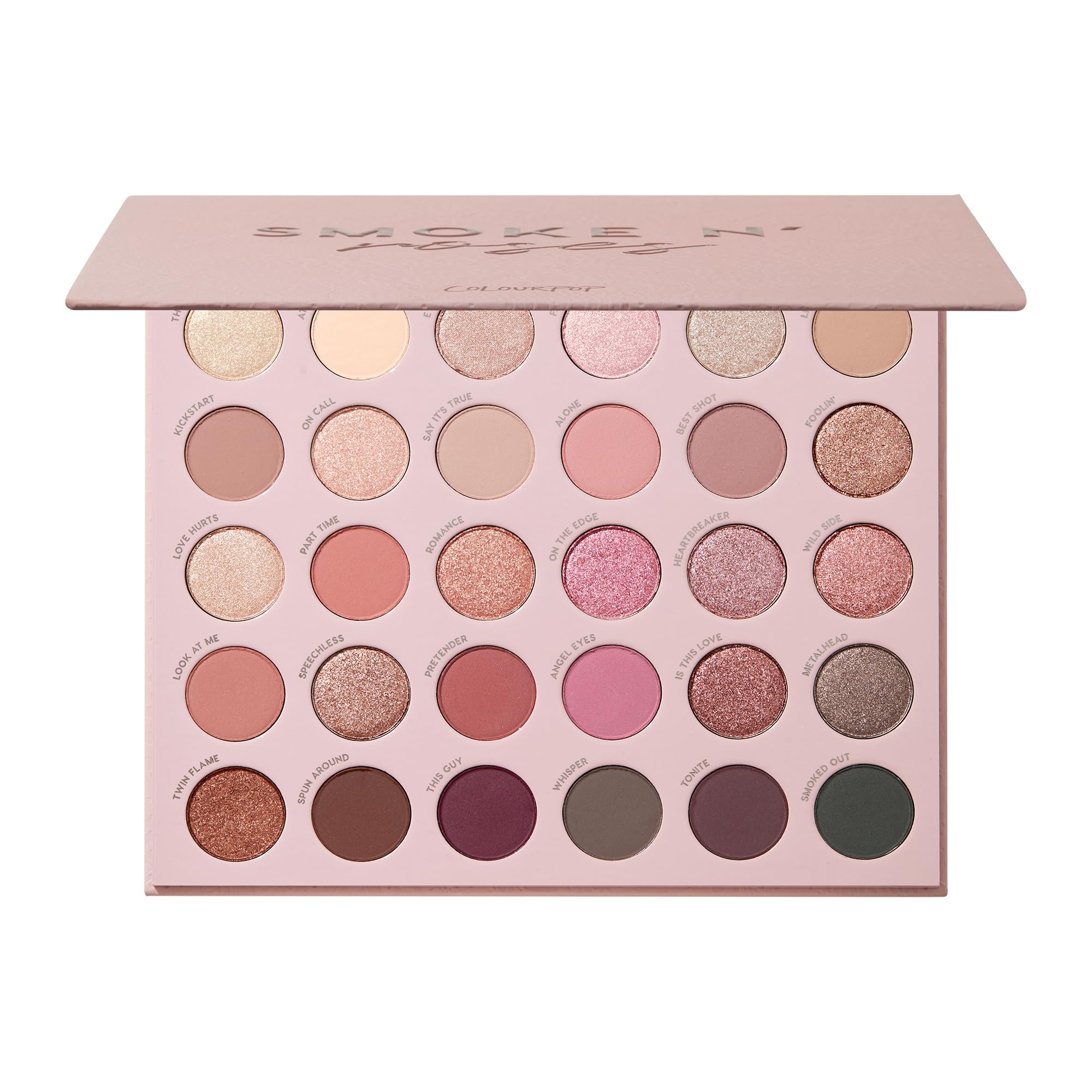 ColourPop Smoke N Roses Shadow Palette - Rosey & Smokey Hues with Metallic and Matte Finishes - High-Pigment Makeup with a Long-