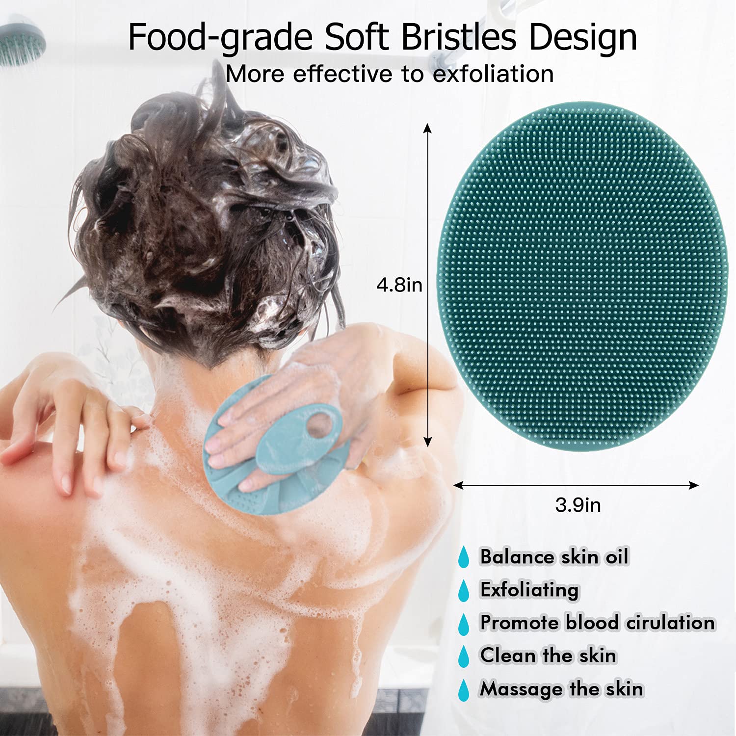 Food-Grade Soft Silicone Body Cleansing Brush Shower Scrubber, Gentle Exfoliating And Massage For All Kinds Of Skin (Pack Of 4)