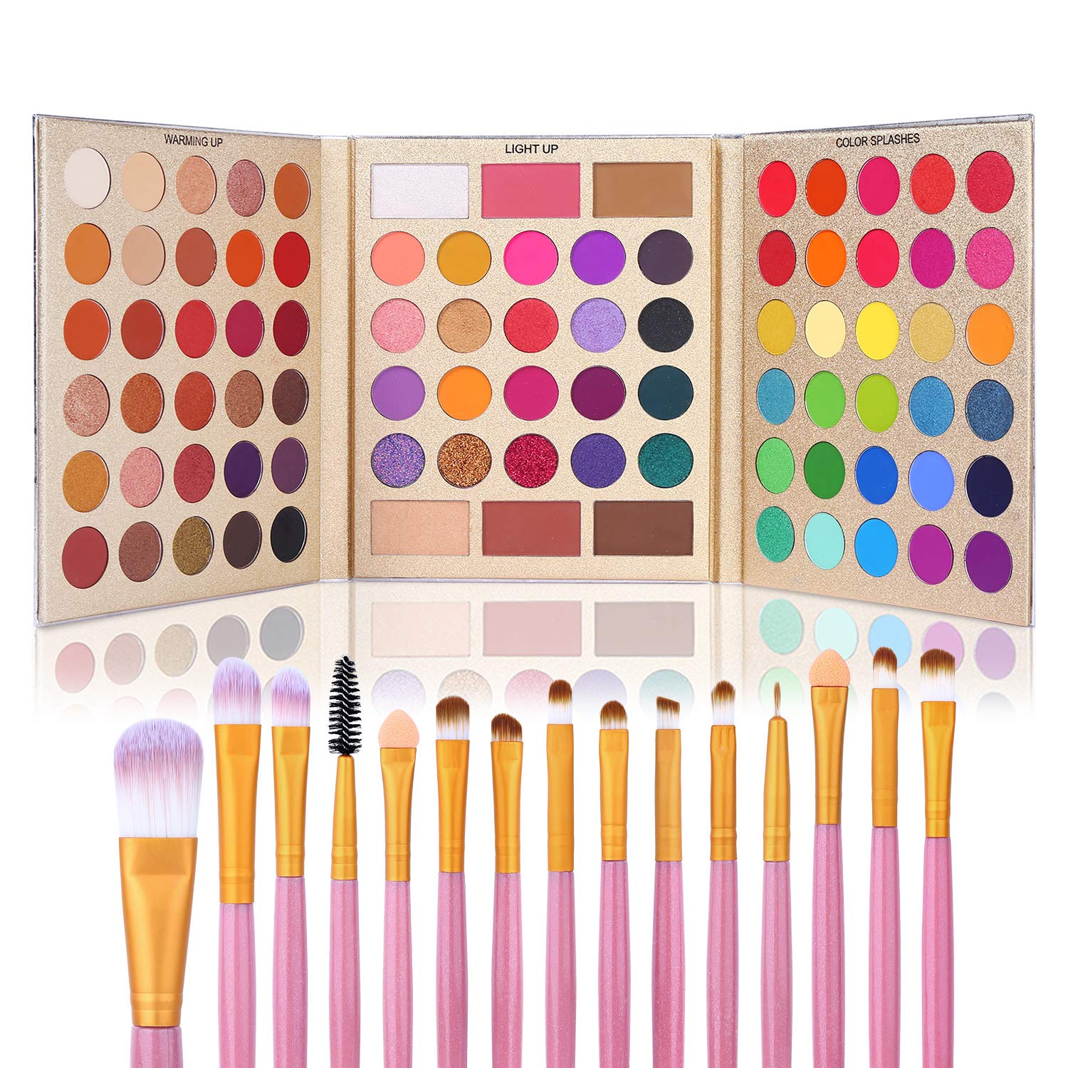 UCANBE 86 Colors Eyeshadow Palette with 15pcs Makeup Brushes Set - Colorful, Matte & Glitter, Long Lasting, Highly Pigmented