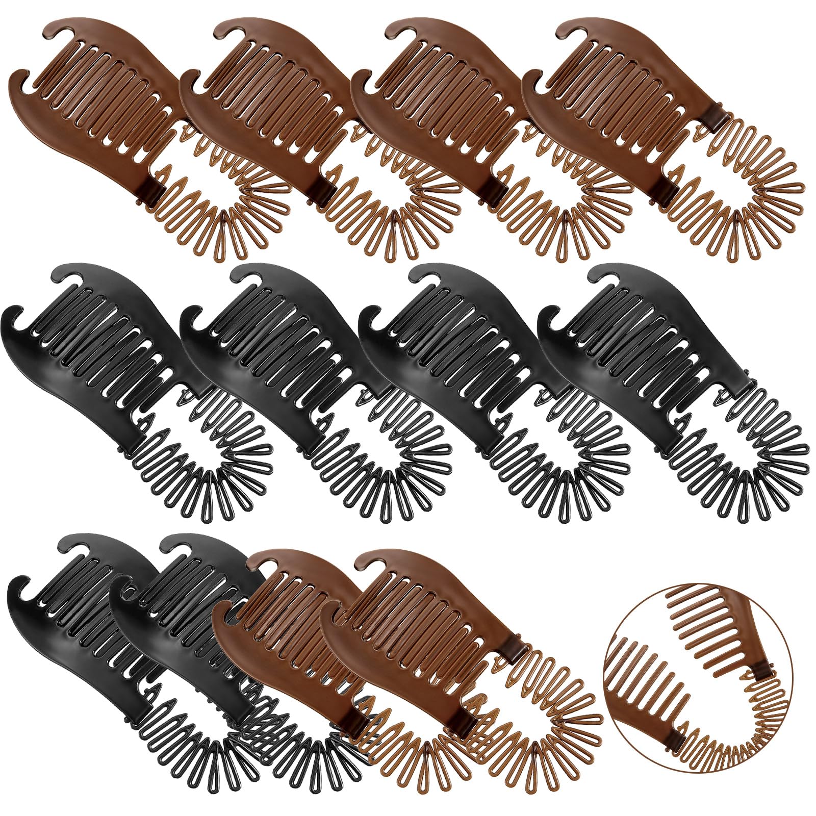 12 Pieces Banana Clips Hair for Thick Hair Flexible Interlocking Banana Clips Plastic Banana Hair Combs Two Sides Hair Combs Elo