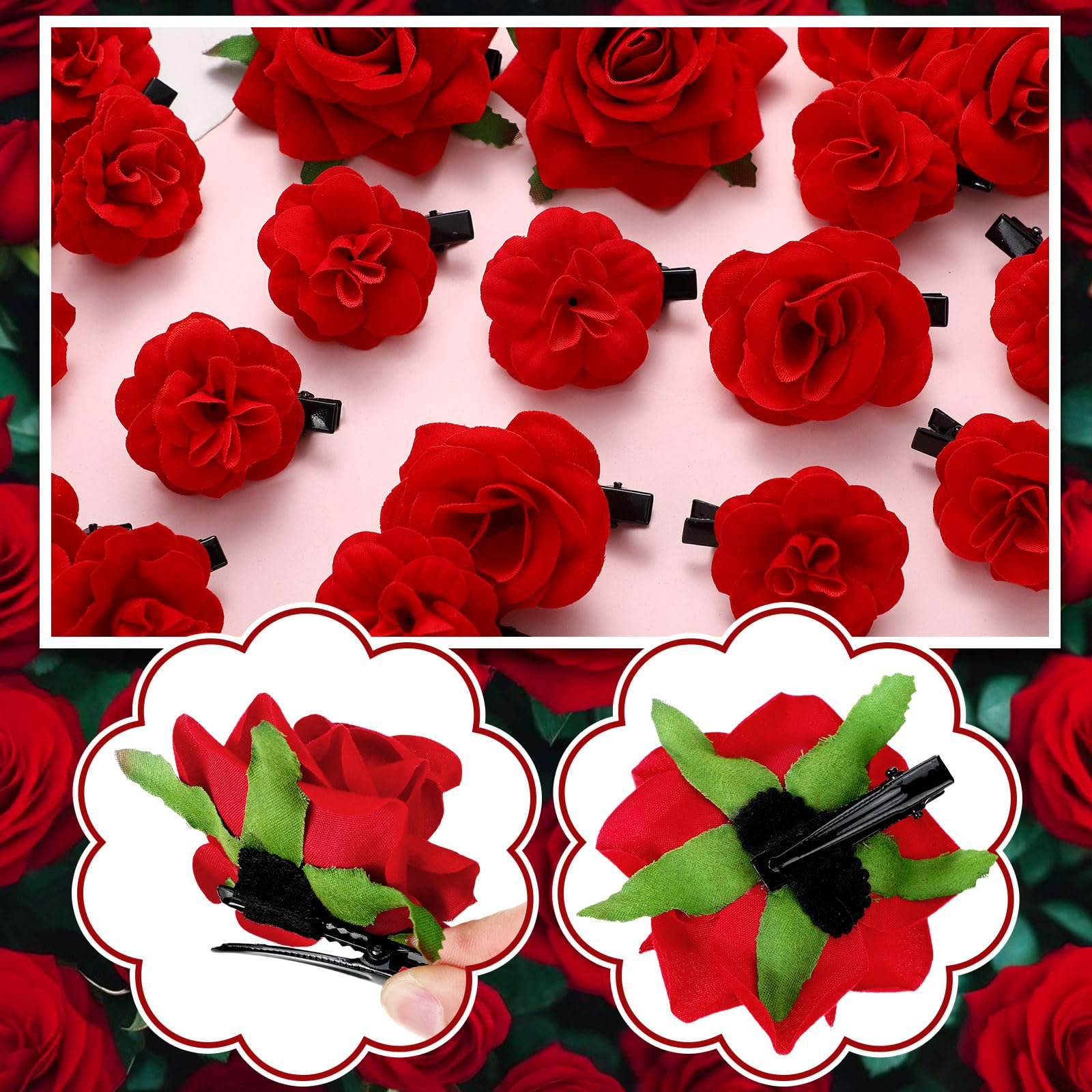 Bbto 21 Pieces Flower Hair Clip Rose Hair Clips Hair Barrettes For Women Flower Hair Accessories Boho Bride Claw Clip Hairpin Br