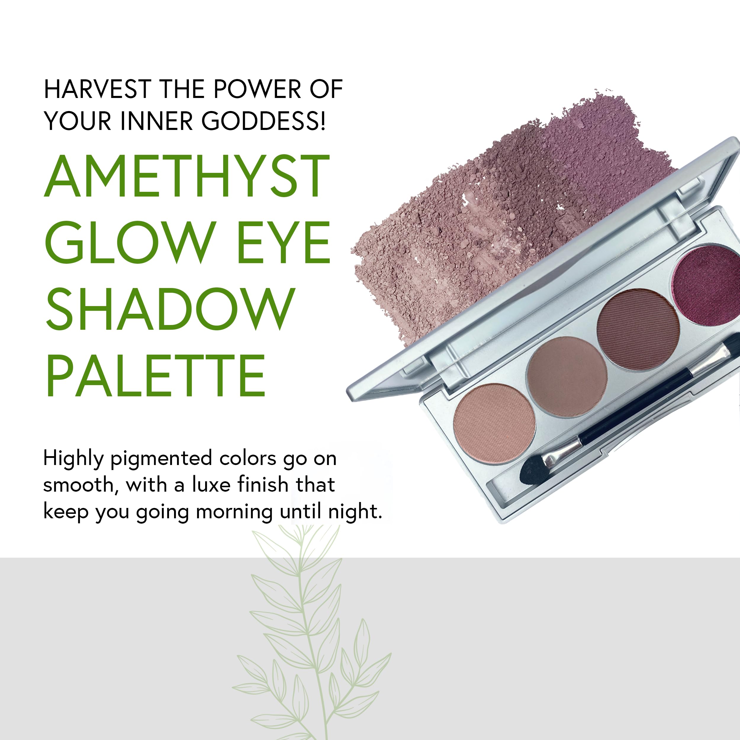 Honeybee Gardens Amethyst Glow Eye Shadow Palette, Clean and Bold, 4 Highly Pigmented Colors With Long Lasting Luxe Finish, Vega