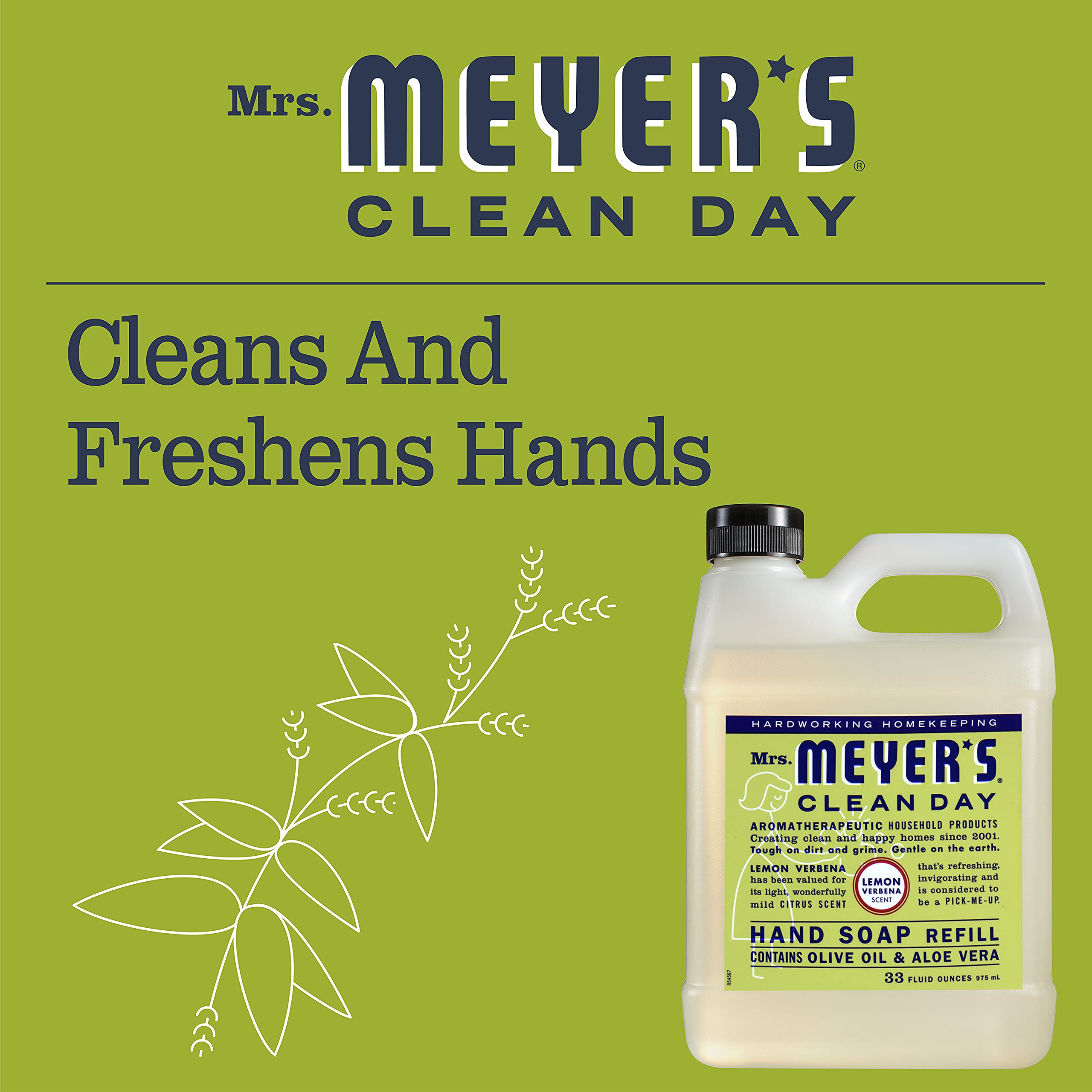 Mrs. Meyers Cleanday Liquid Hand Soap Refill, Lemon Verbena, 33 Fluid Ounce