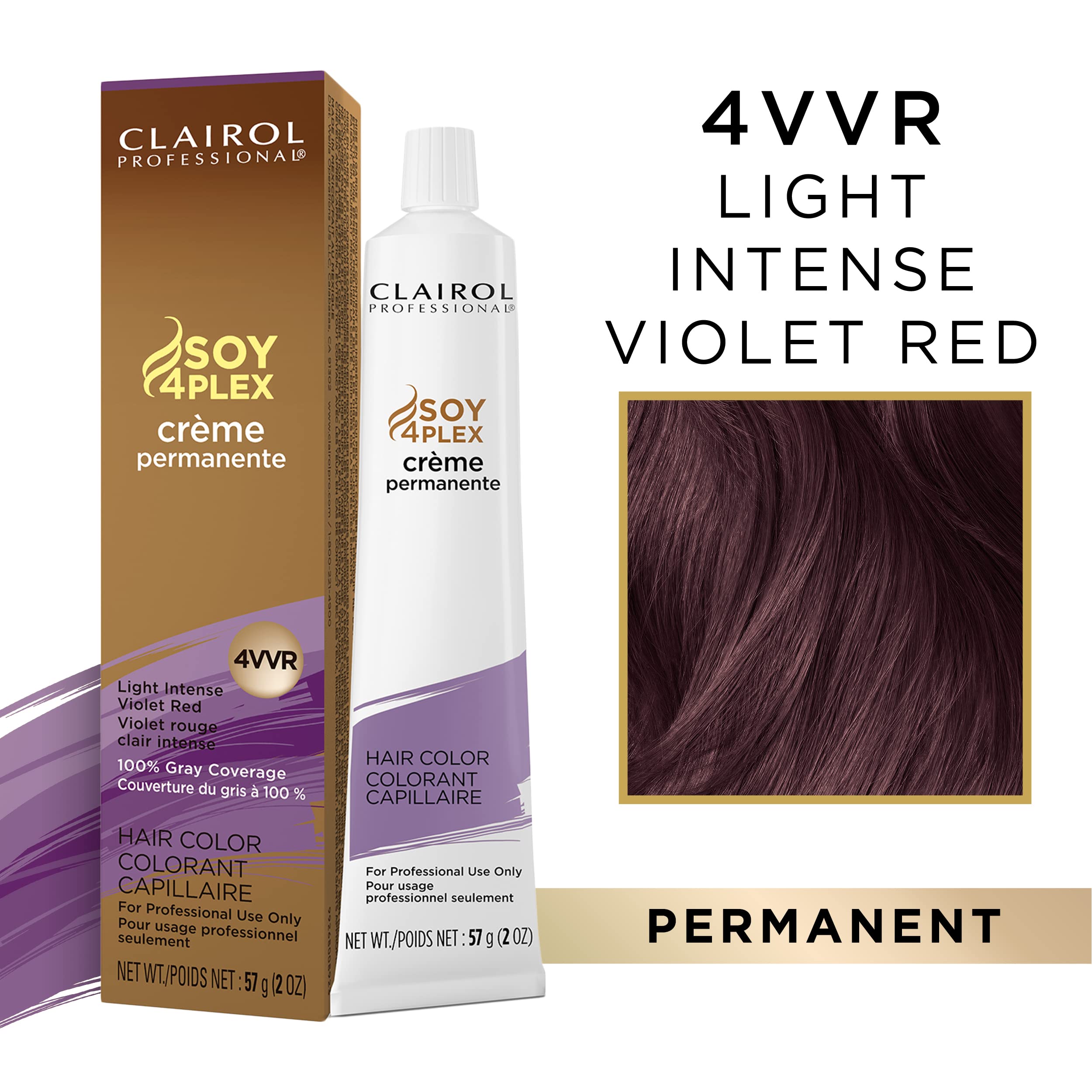 Clairol Professional Permanent Crme, 4Vvr Light Intense Violet Red, 2Oz