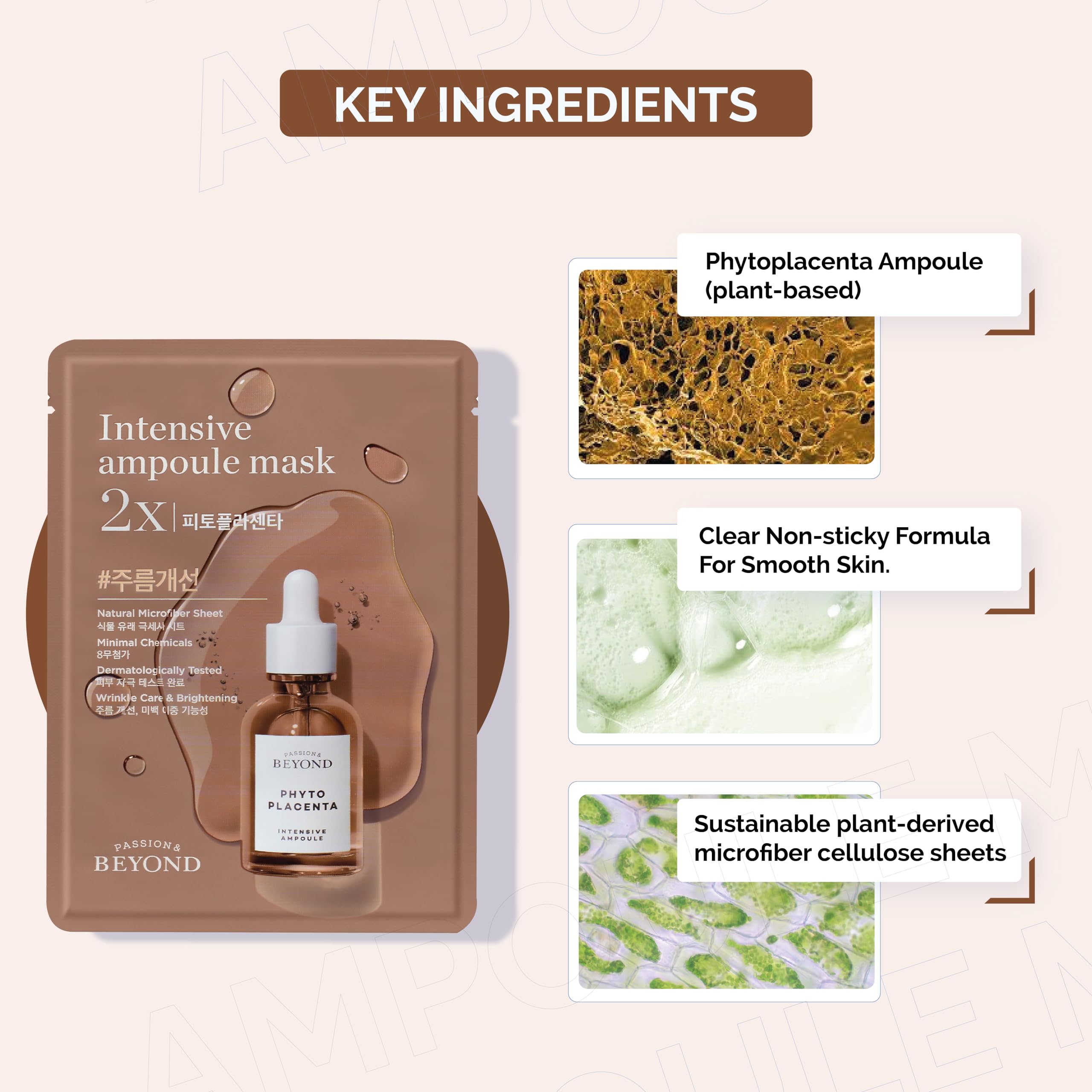 Beyond Intensive Ampoule Mask 2X Phytoplacenta (25Ml/0.85Fl Oz * 10 Sheets) - Dermatologically Tested Hypoallergenic Sheet Masks
