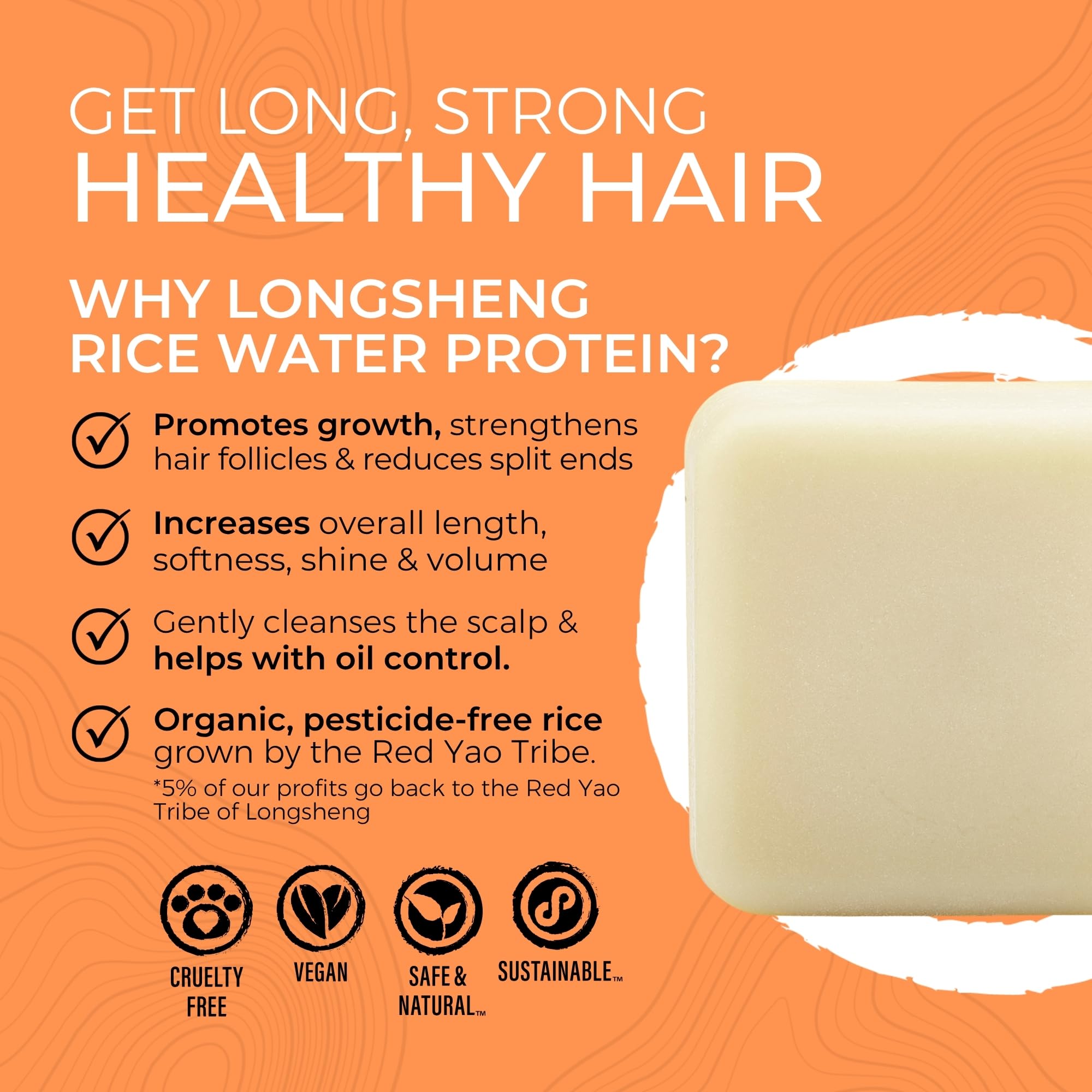 Viori Citrus Yao Conditioner Bar Made with Rice Water - Handcrafted All Natural Organic Conditioner